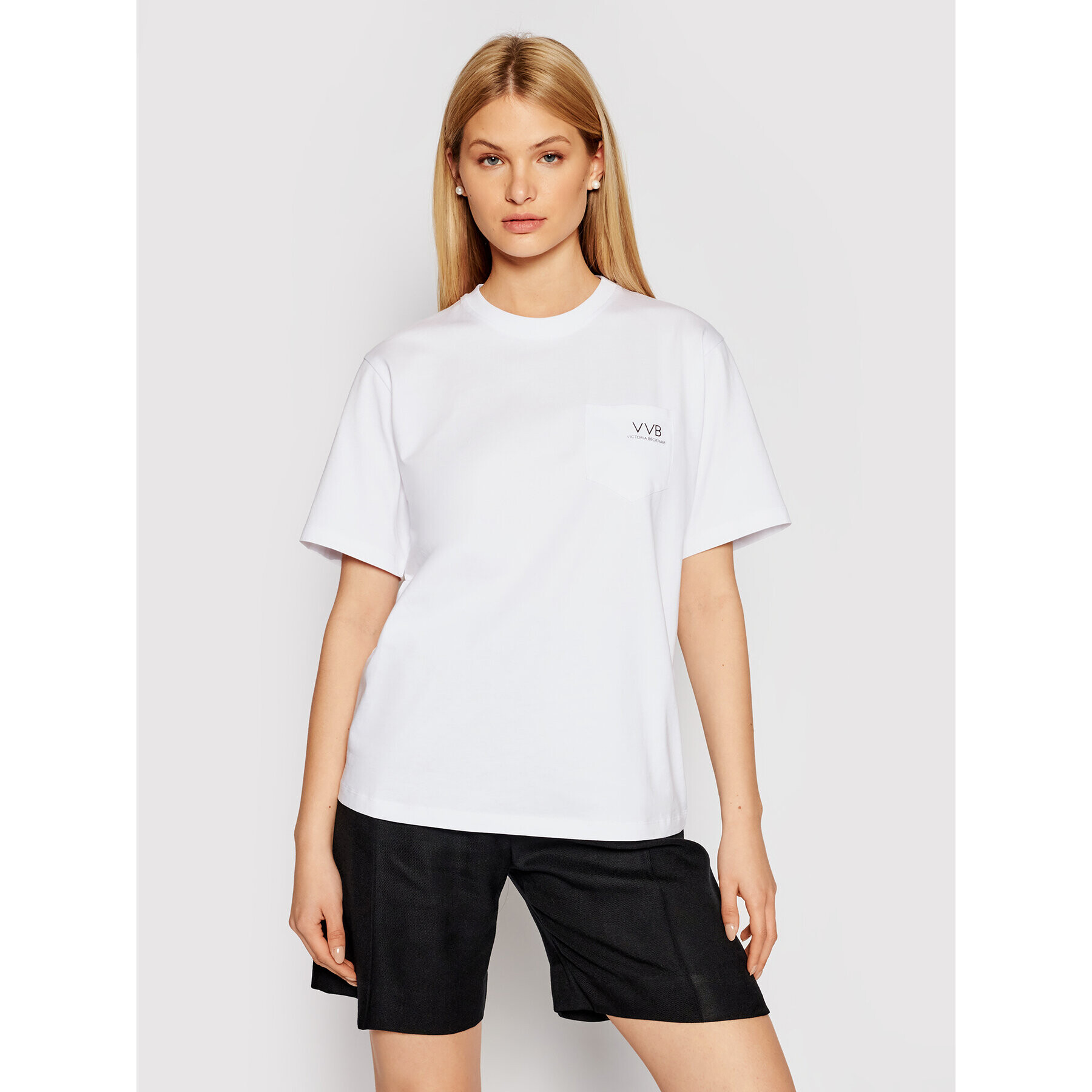 Victoria Victoria Beckham Tricou Pocket Logo 2221JTS002554A Alb Regular Fit - Pled.ro