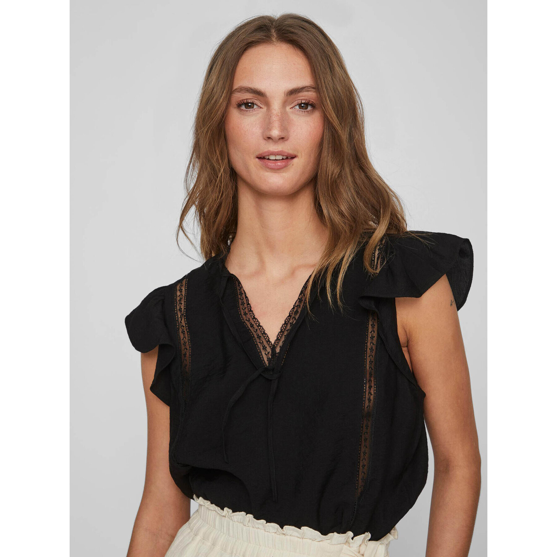 Vila Bluză Lucia 14086329 Negru Loose Fit - Pled.ro