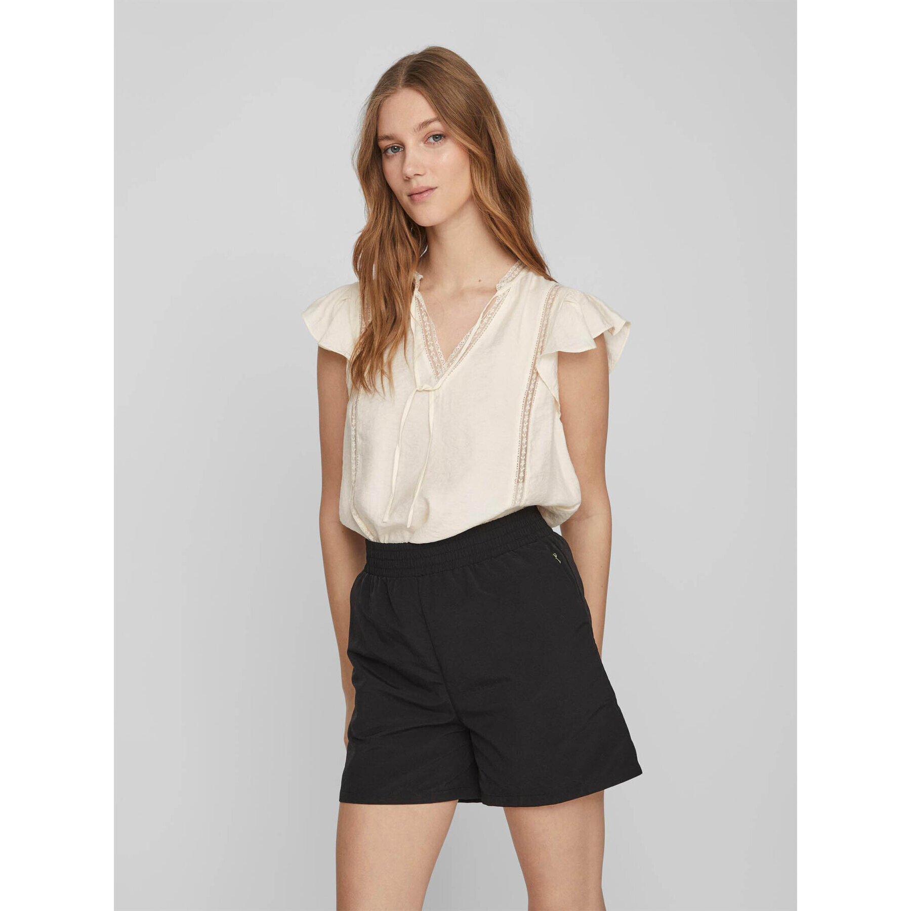 Vila Bluză Lucia 14086329 Écru Loose Fit - Pled.ro