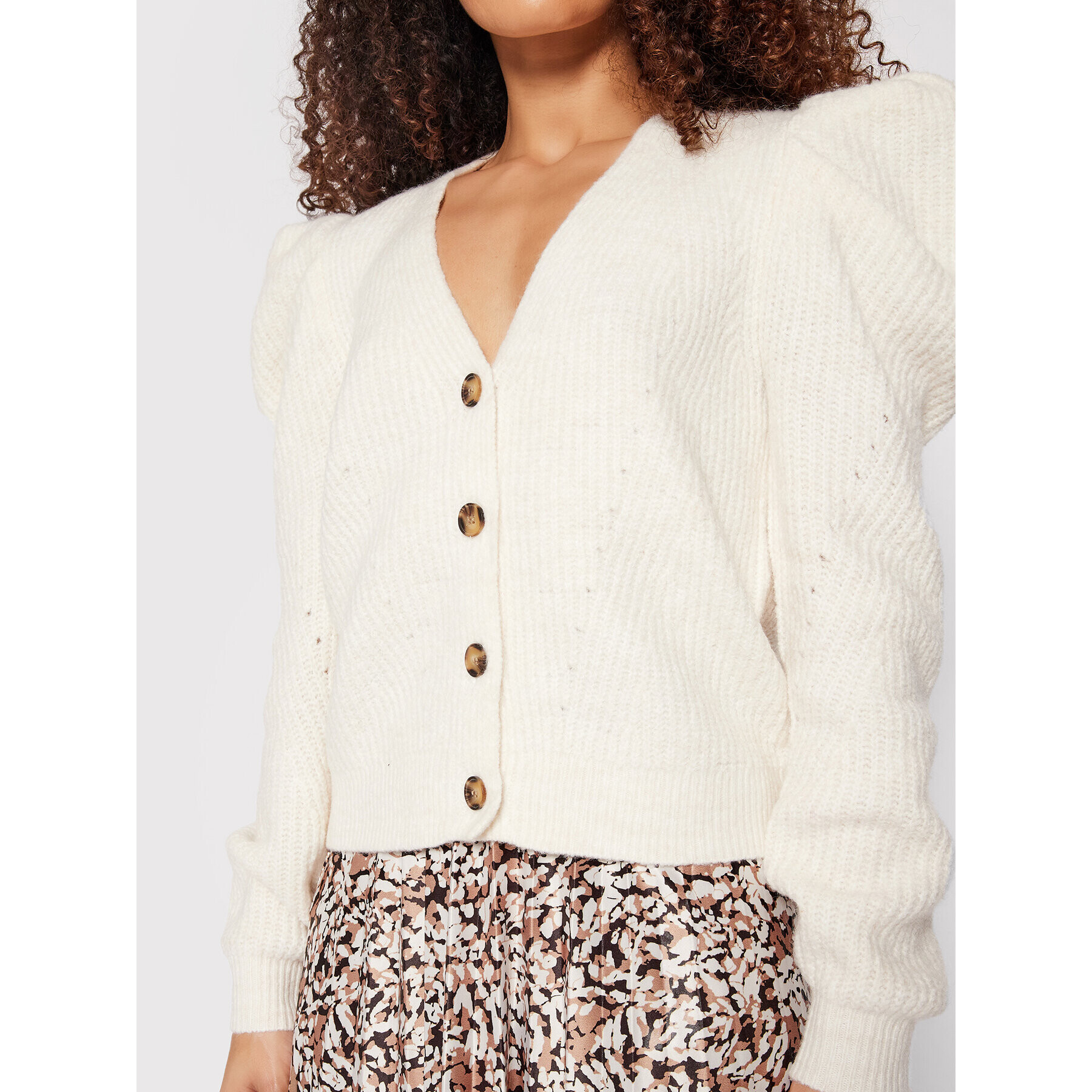 Vila Cardigan Prime 14069345 Écru Relaxed Fit - Pled.ro