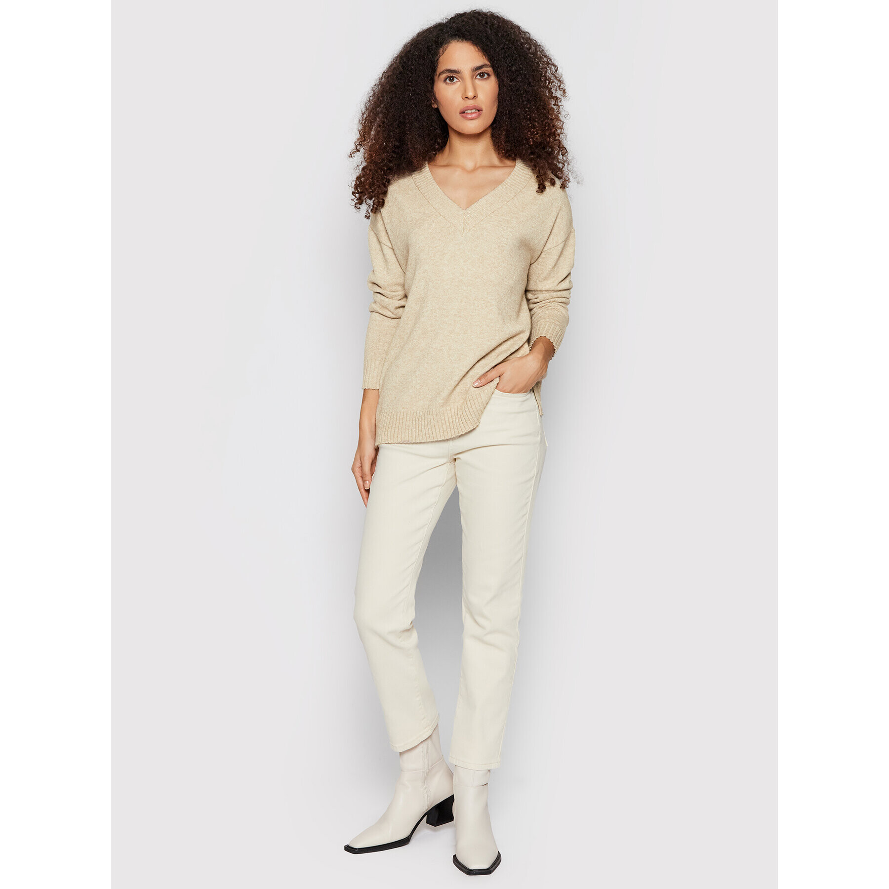 Vila Pulover Ril 14061614 Bej Oversize - Pled.ro