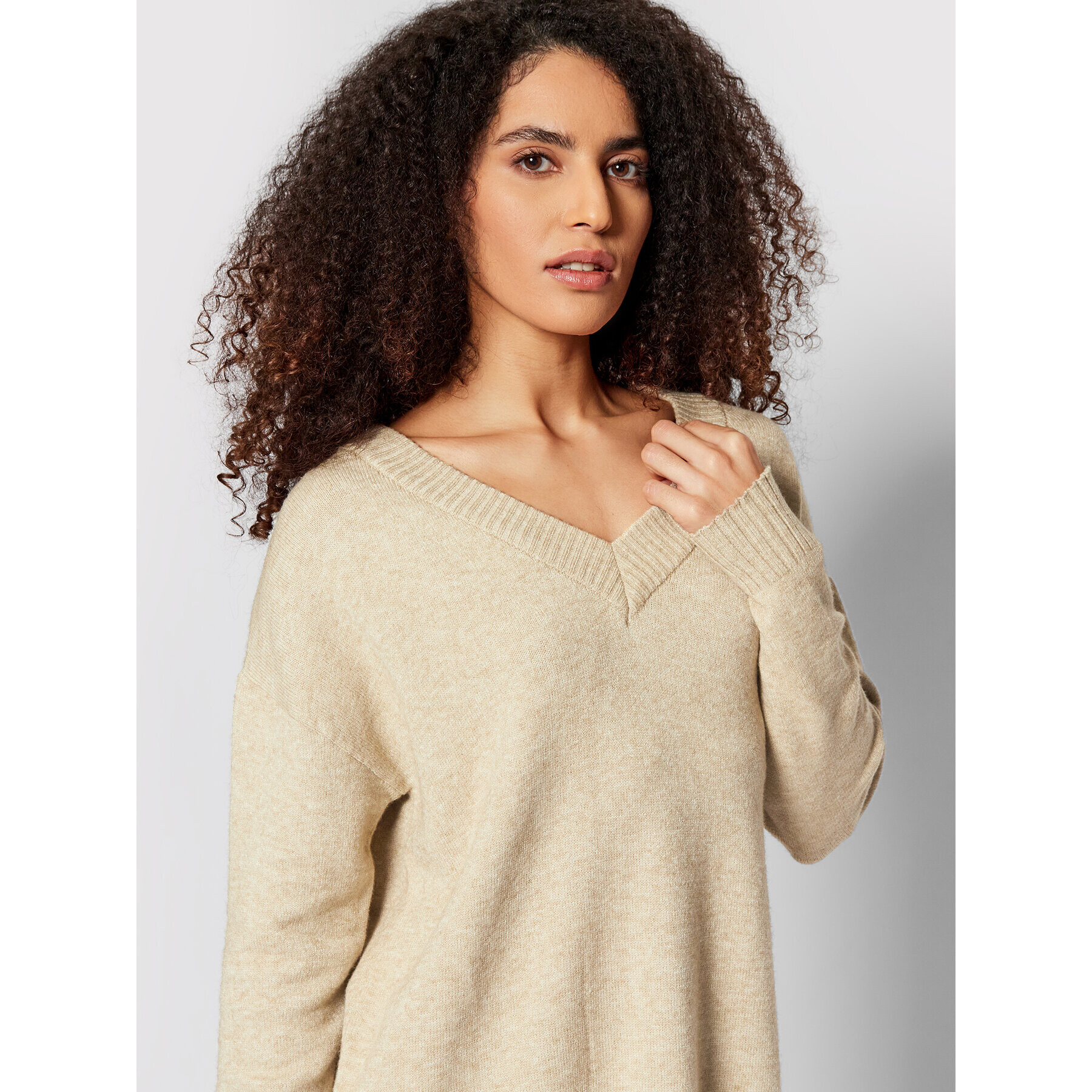 Vila Pulover Ril 14061614 Bej Oversize - Pled.ro