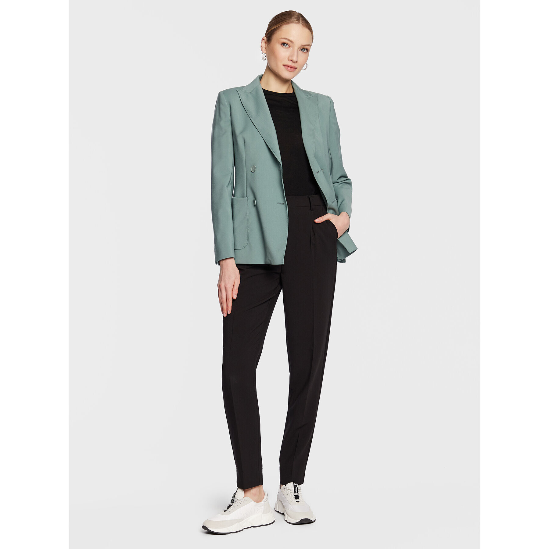 Weekend Max Mara Sacou Nervoso 23504104 Verde Regular Fit - Pled.ro