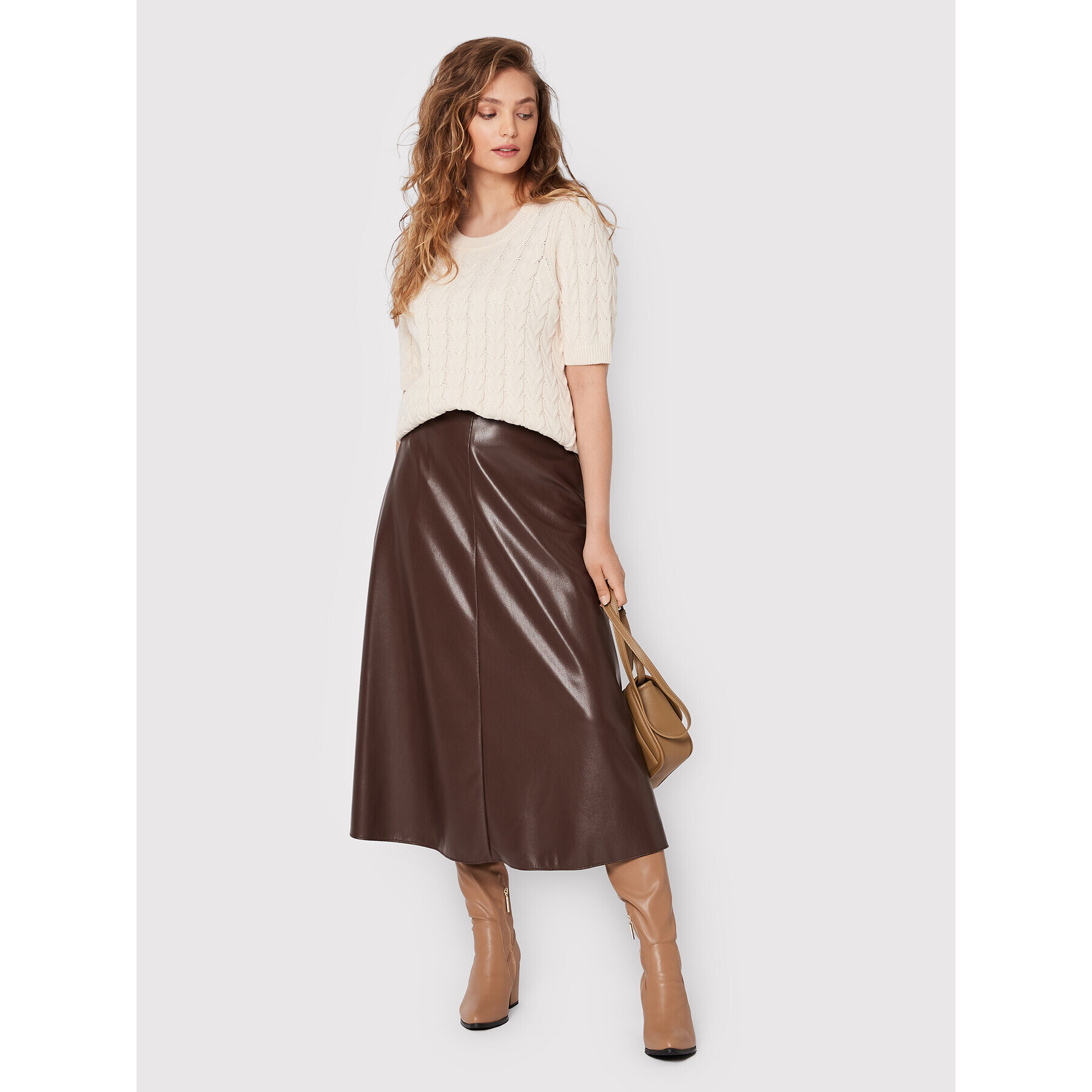 Weekend Max Mara Fustă din imitație de piele Narvel 51060623 Maro Regular Fit - Pled.ro