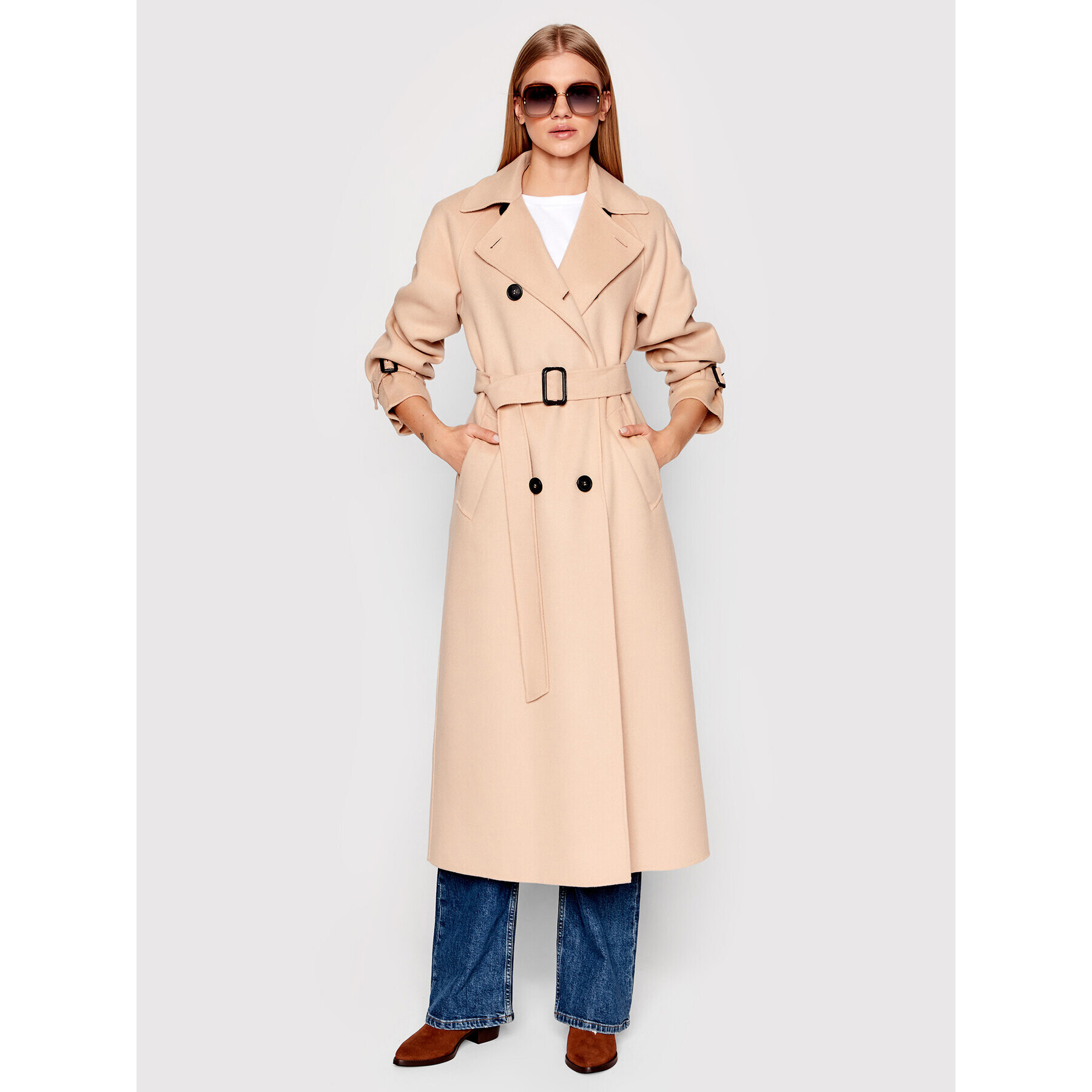 Weekend Max Mara Palton de lână Belgica 50110227 Bej Regular Fit - Pled.ro