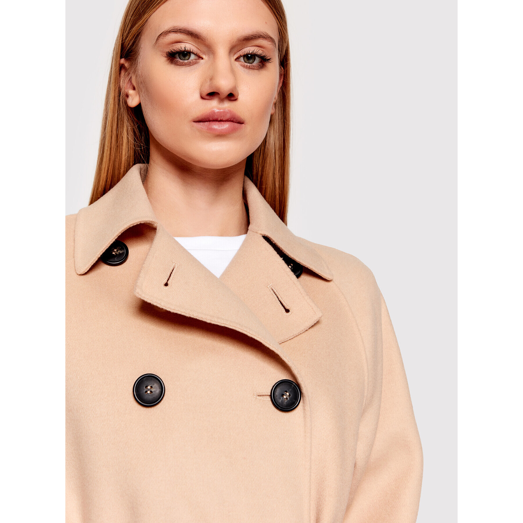 Weekend Max Mara Palton de lână Belgica 50110227 Bej Regular Fit - Pled.ro