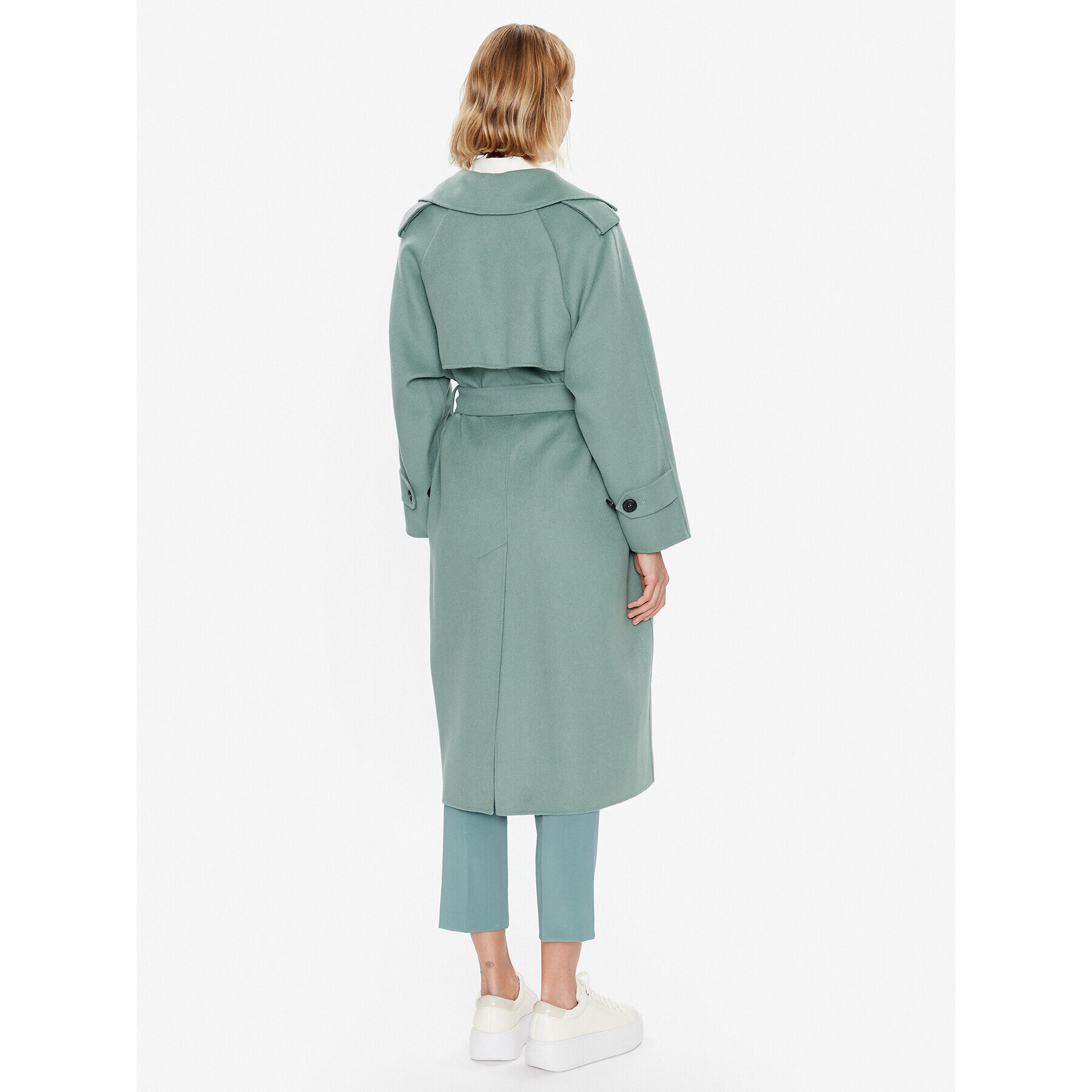 Weekend Max Mara Palton de lână Cobalto 2350110137 Verde Regular Fit - Pled.ro