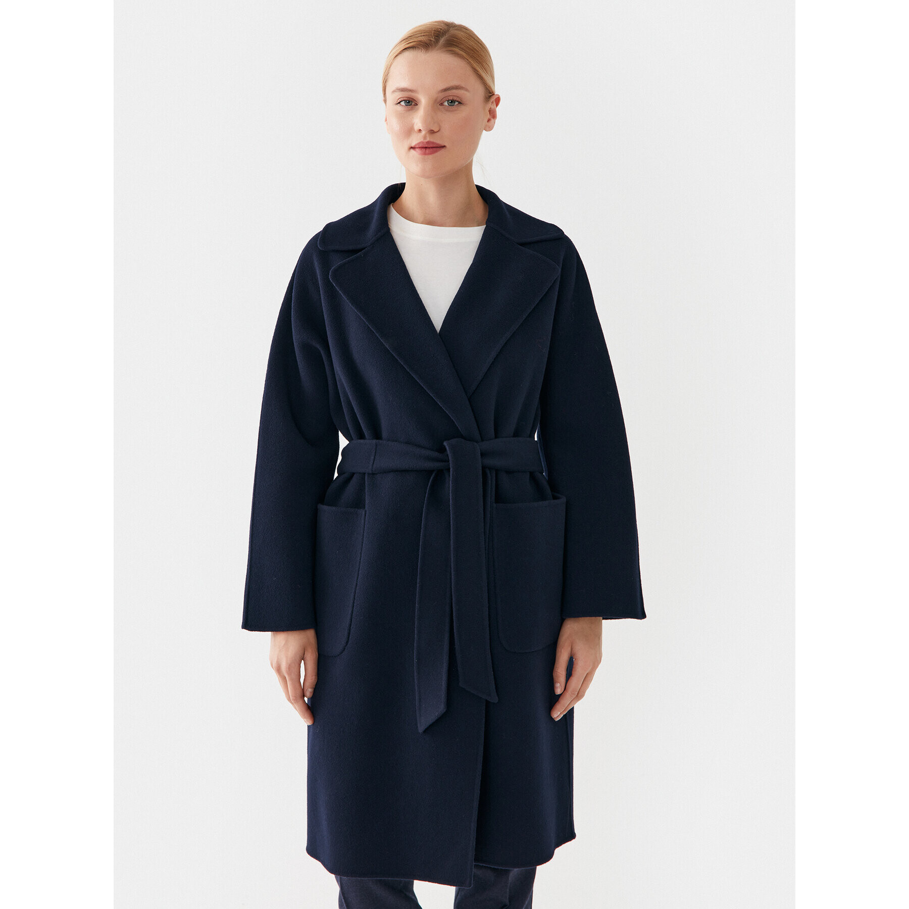 Weekend Max Mara Palton de lână Rovo 2350160339 Bleumarin Regular Fit - Pled.ro