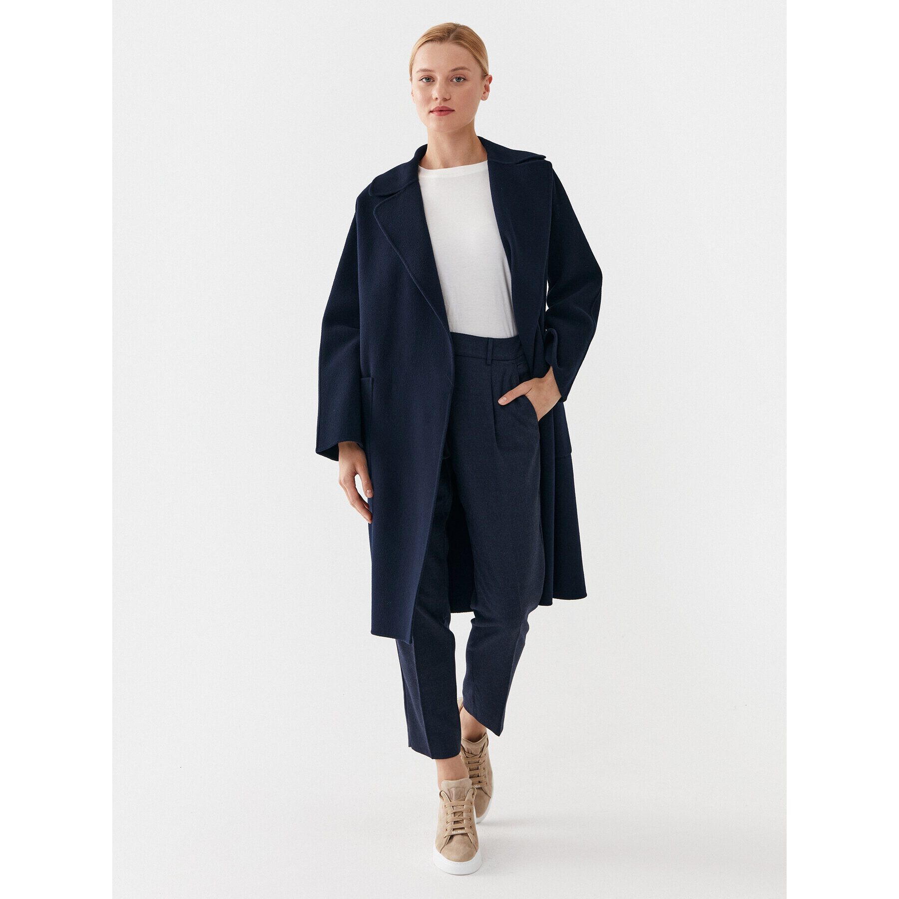 Weekend Max Mara Palton de lână Rovo 2350160339 Bleumarin Regular Fit - Pled.ro