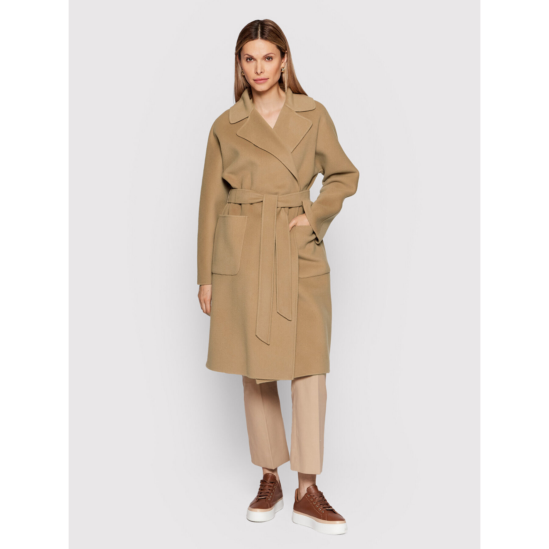 Weekend Max Mara Palton de lână Rovo 50160329 Maro Relaxed Fit - Pled.ro