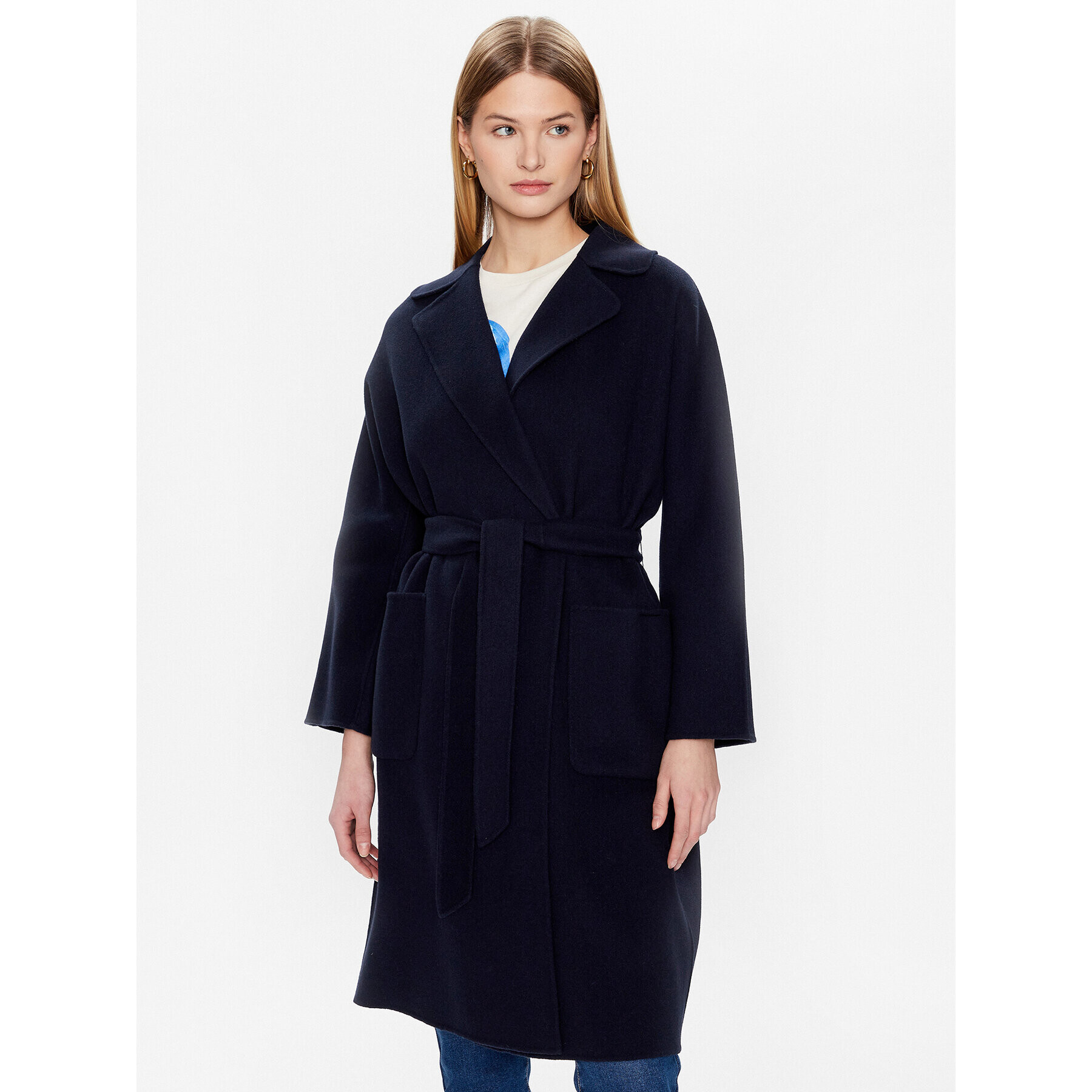 Weekend Max Mara Palton de lână Selz 23501103 Bleumarin Regular Fit - Pled.ro