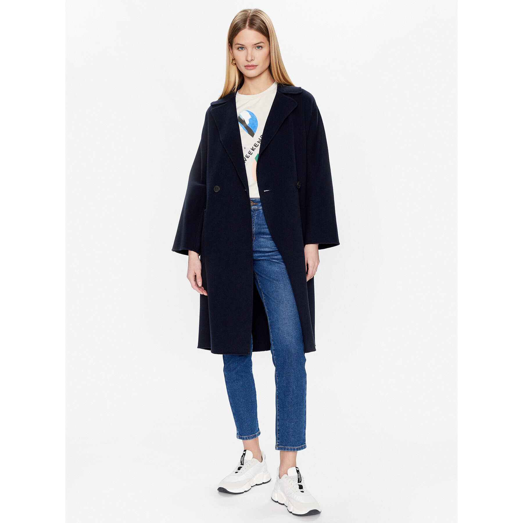 Weekend Max Mara Palton de lână Selz 23501103 Bleumarin Regular Fit - Pled.ro