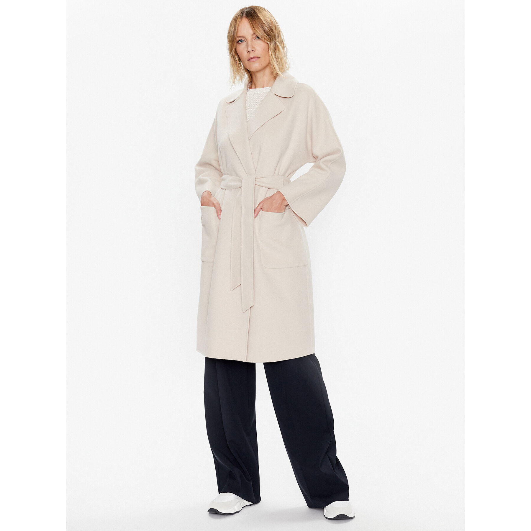 Weekend Max Mara Palton de lână Selz 2350110337 Bej Regular Fit - Pled.ro