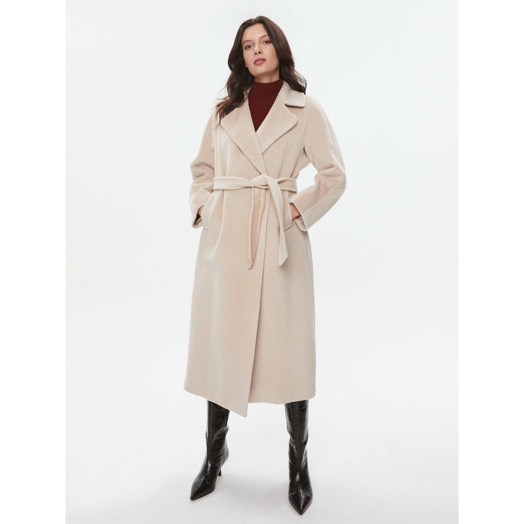 Weekend Max Mara Palton de lână Tempera 2350161233650 Écru Regular Fit - Pled.ro