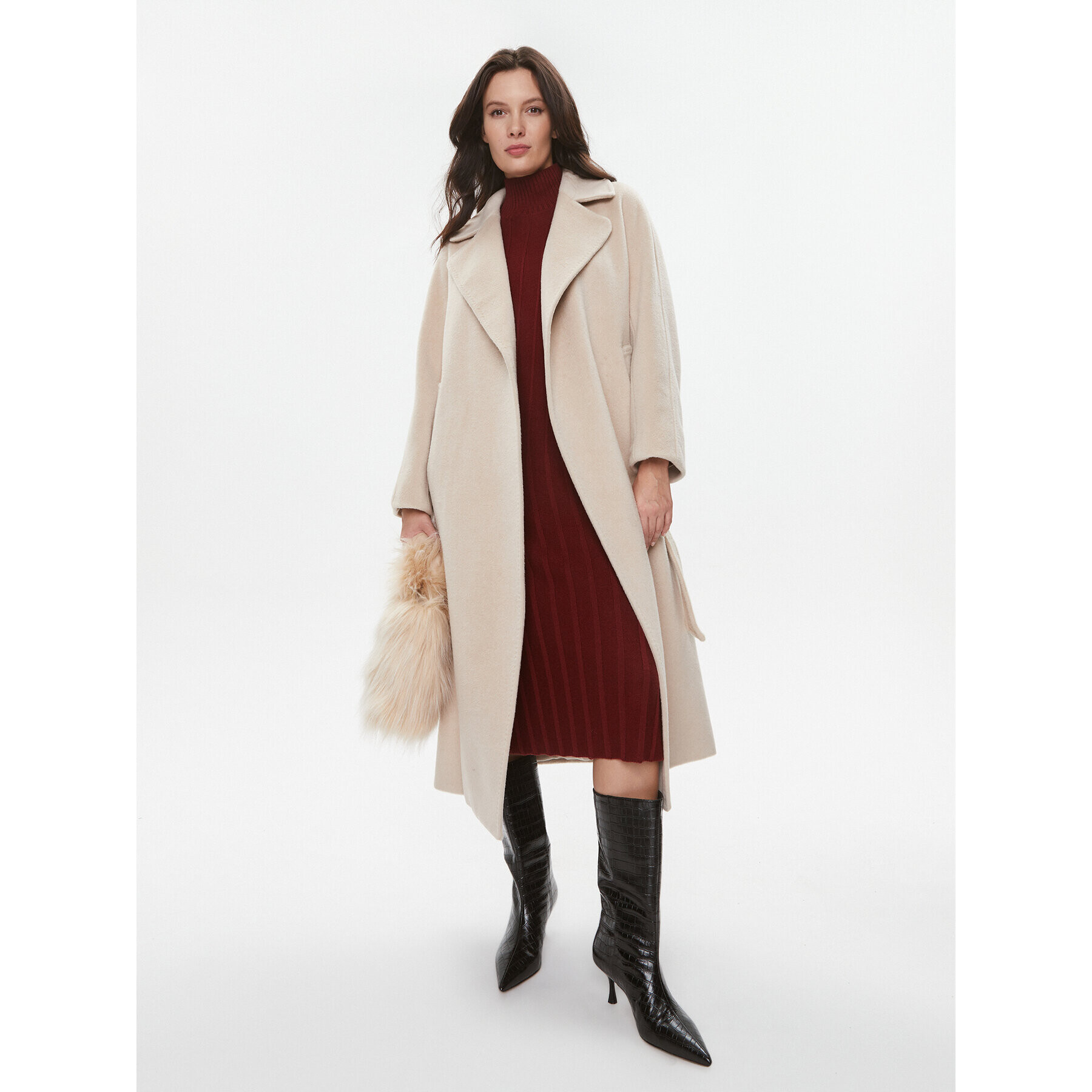 Weekend Max Mara Palton de lână Tempera 2350161233650 Écru Regular Fit - Pled.ro