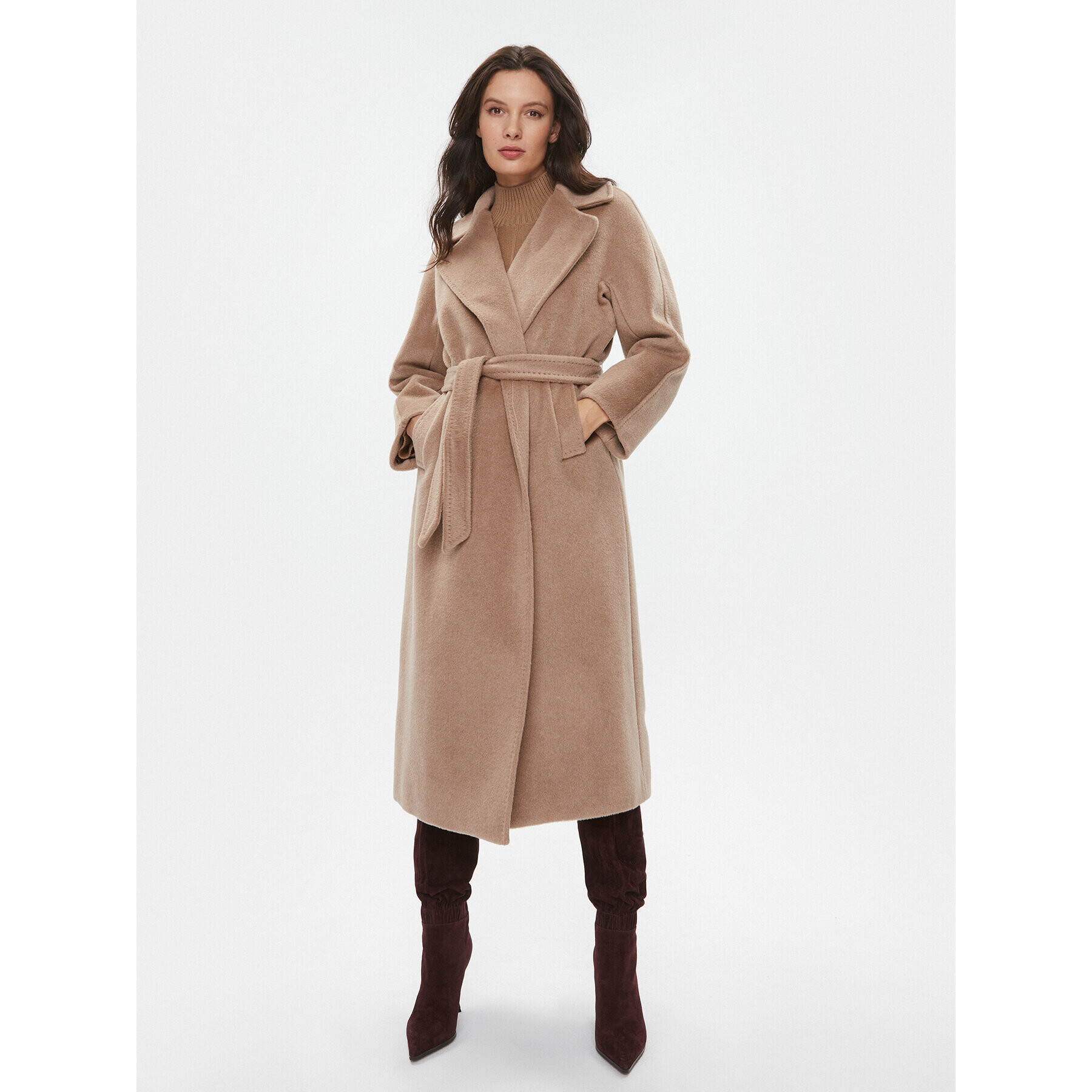 Weekend Max Mara Palton de lână Tempera 2350161233650 Maro Regular Fit - Pled.ro