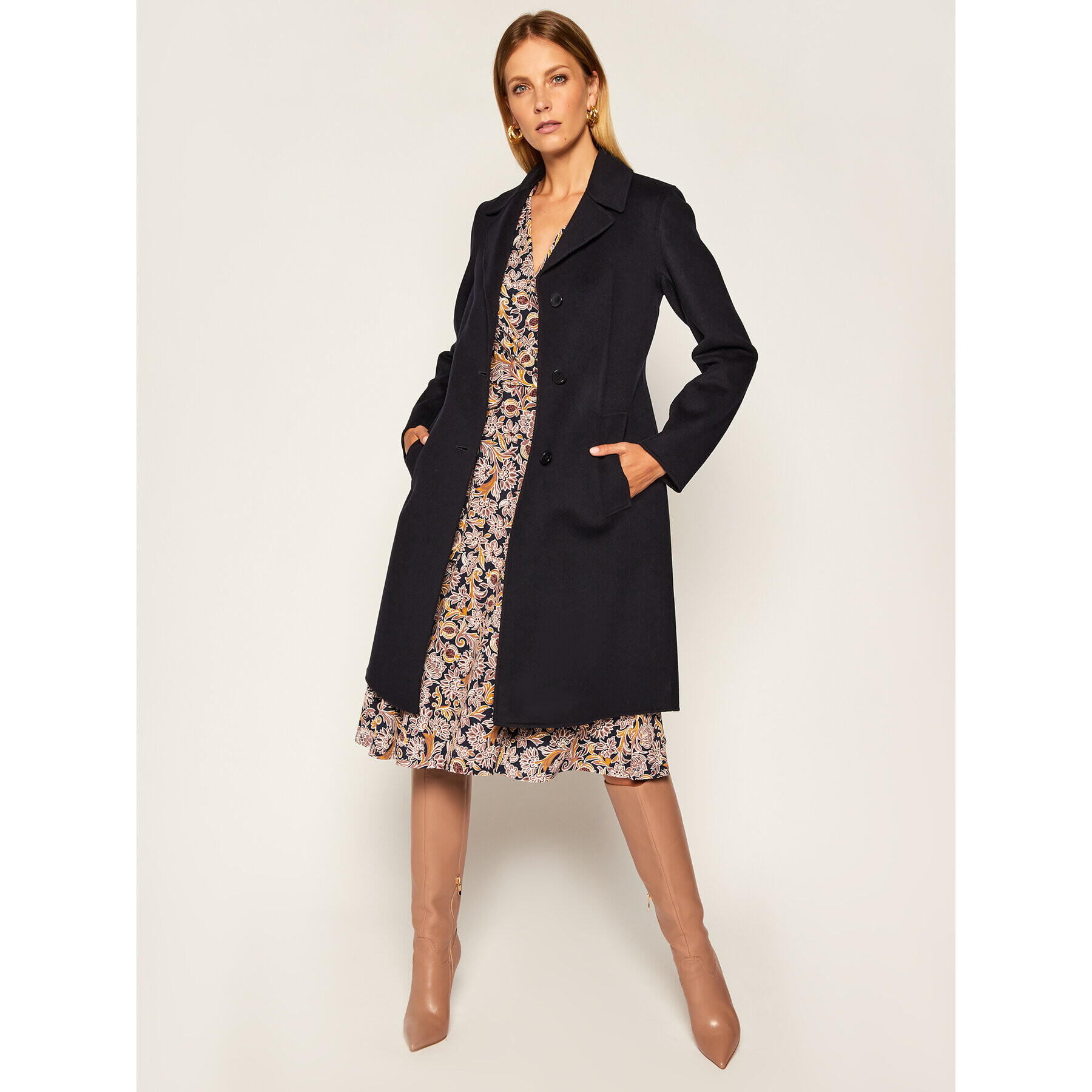 Weekend Max Mara Palton de lână Uggioso 50160109 Bleumarin Regular Fit - Pled.ro