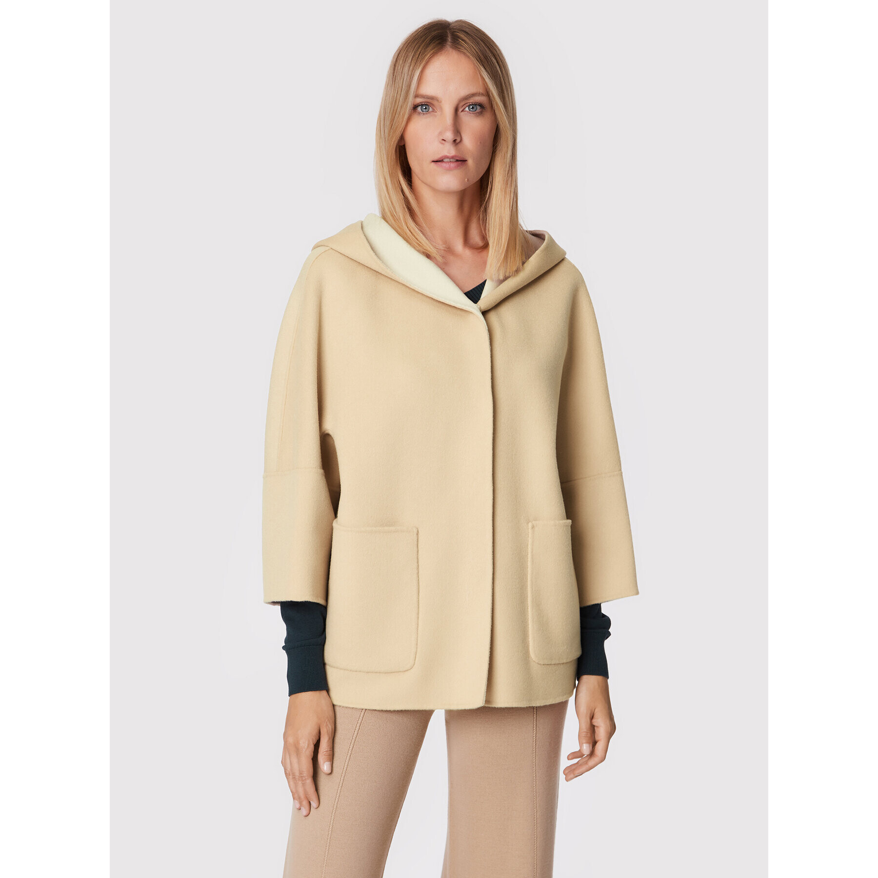 Weekend Max Mara Palton de lână Grana 50860329 Bej Relaxed Fit - Pled.ro