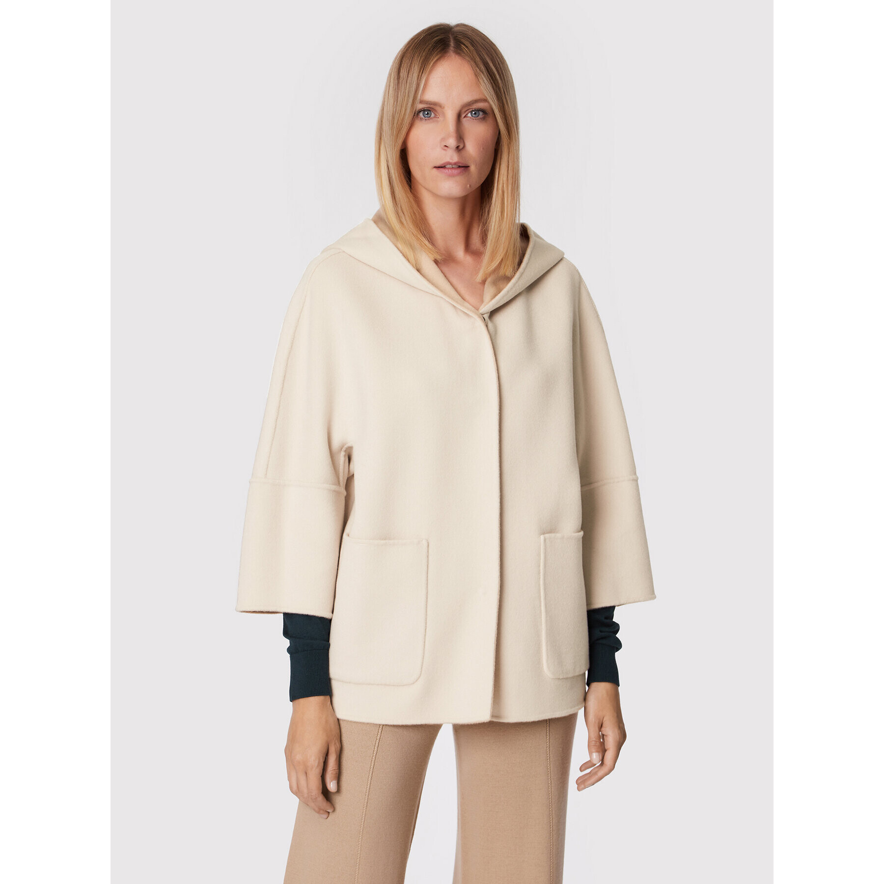 Weekend Max Mara Palton de lână Grana 50860329 Bej Relaxed Fit - Pled.ro