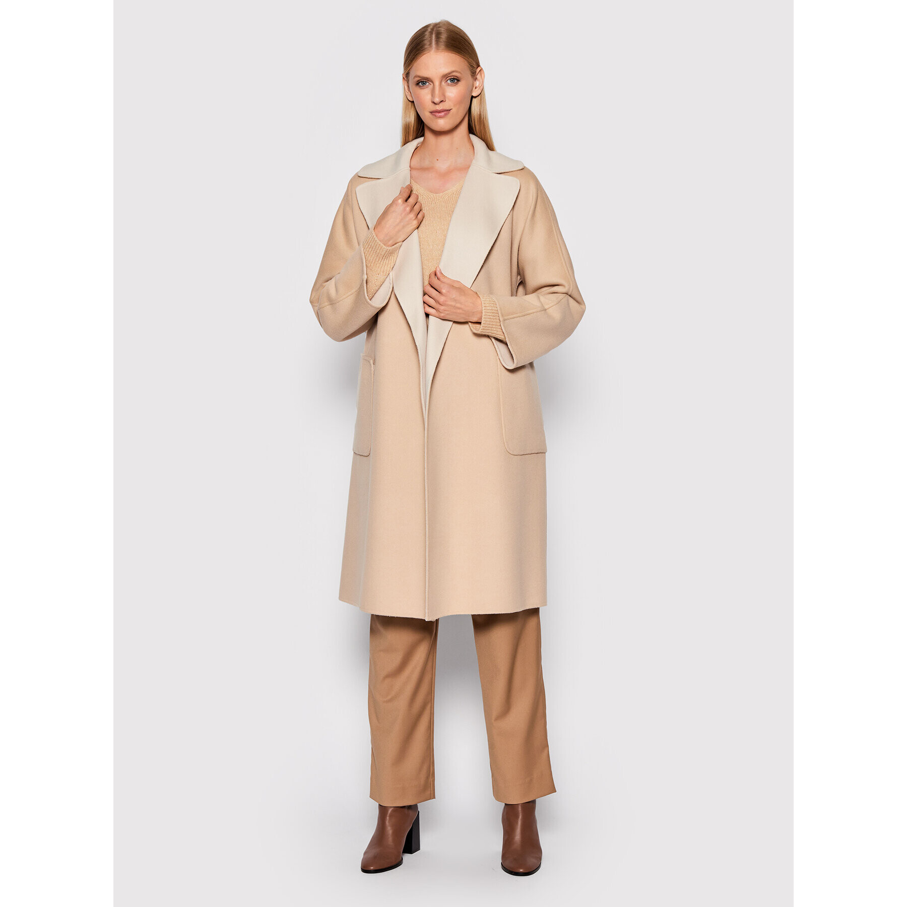 Weekend Max Mara Palton de lână Rail 50160429 Bej Regular Fit - Pled.ro