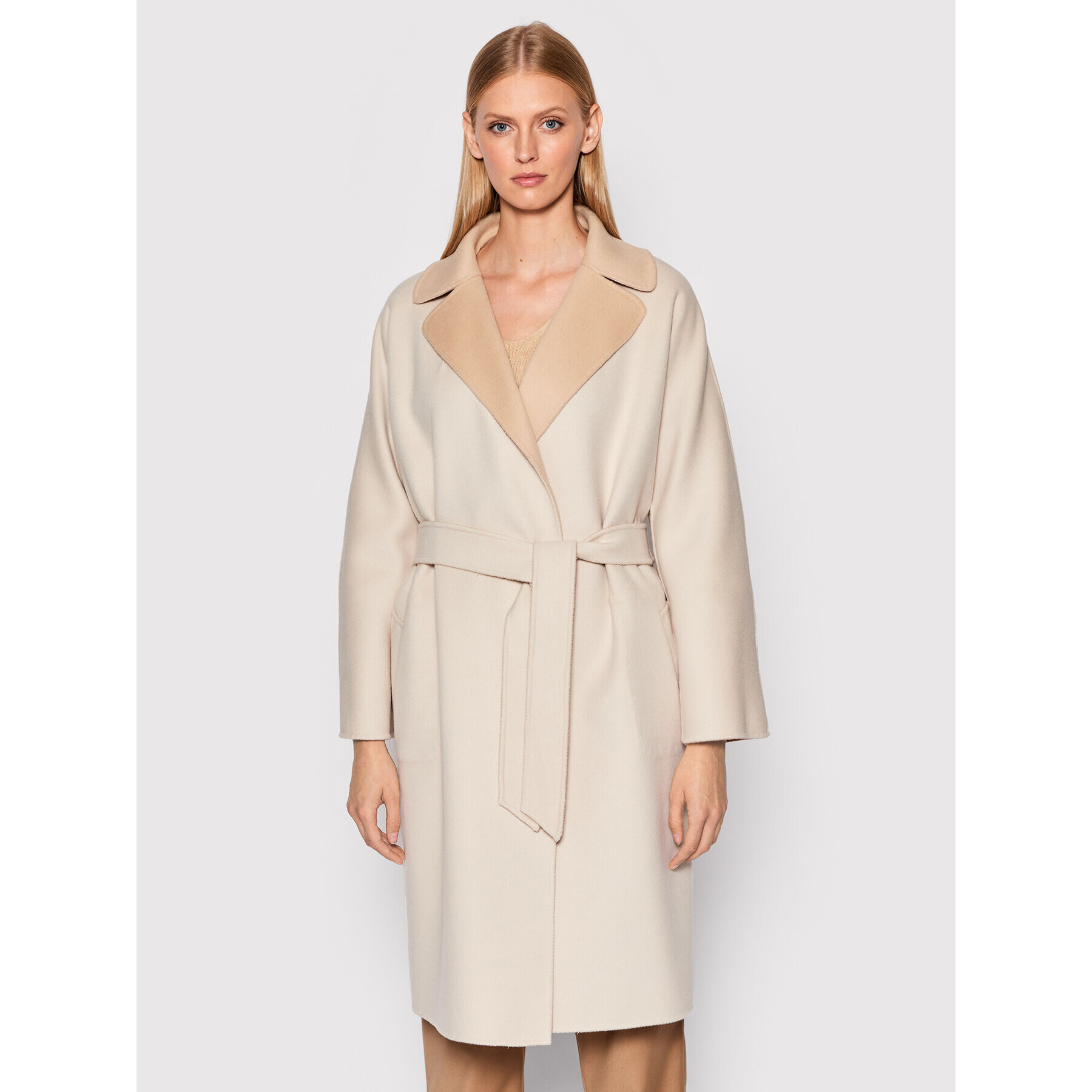 Weekend Max Mara Palton de lână Rail 50160429 Bej Regular Fit - Pled.ro