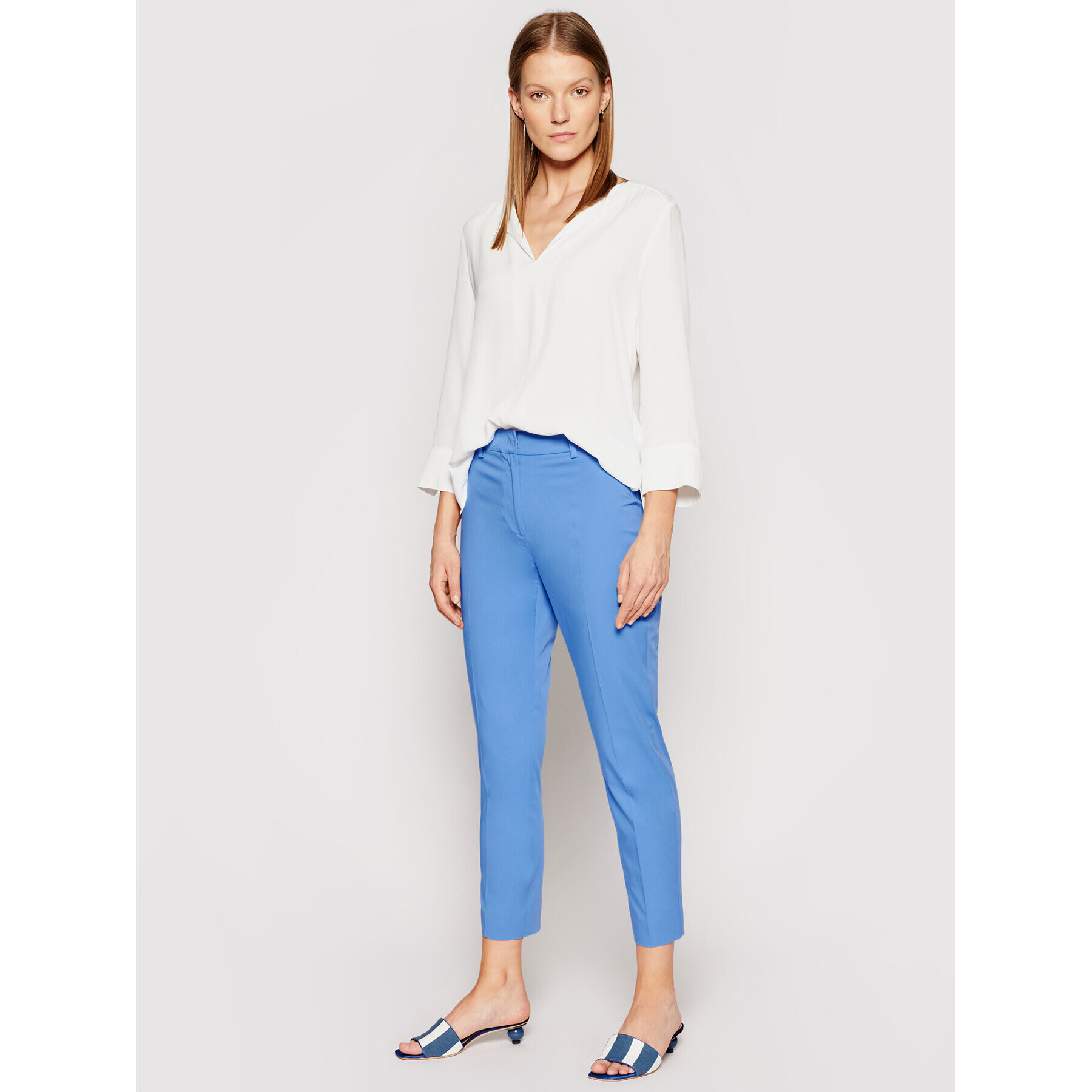 Weekend Max Mara Pantaloni chino Faraone 51310611 Albastru Regular Fit - Pled.ro