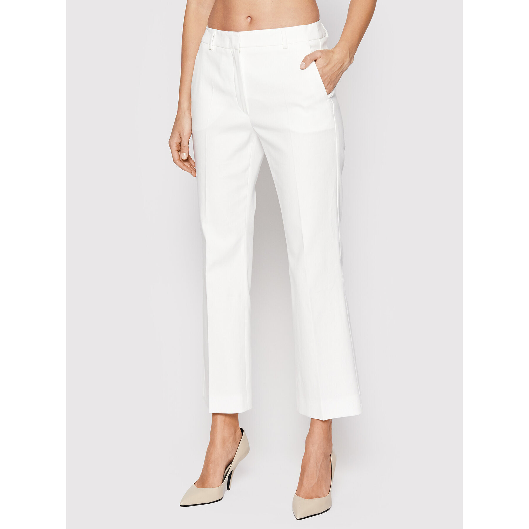 Weekend Max Mara Pantaloni chino Zeda 51310227 Alb Regular Fit - Pled.ro