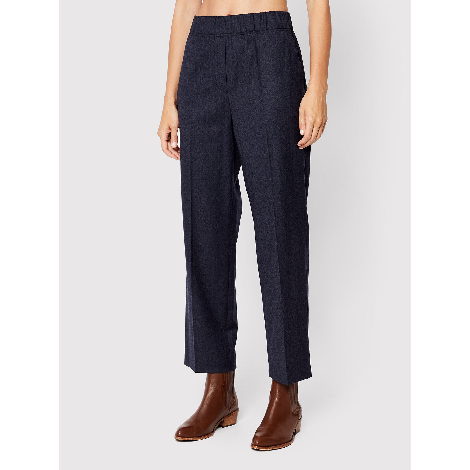 Weekend Max Mara Pantaloni din material Alca 51360423 Bleumarin Relaxed Fit - Pled.ro