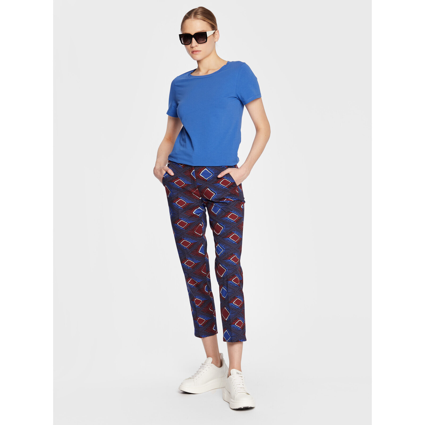 Weekend Max Mara Pantaloni din material Domino 23513111 Bleumarin Slim Fit - Pled.ro