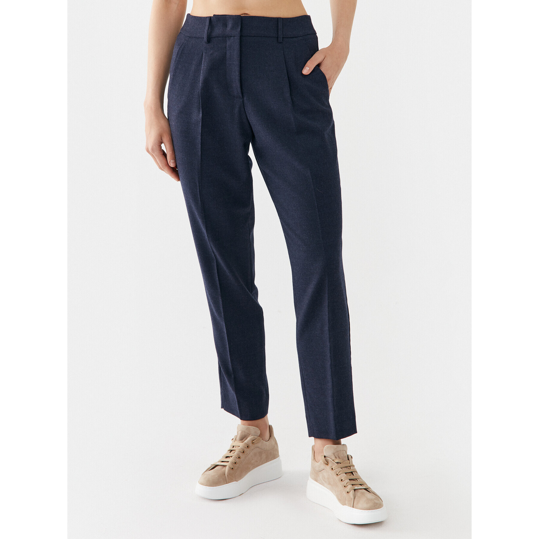 Weekend Max Mara Pantaloni din material Freccia 2351361133 Bleumarin Slim Fit - Pled.ro