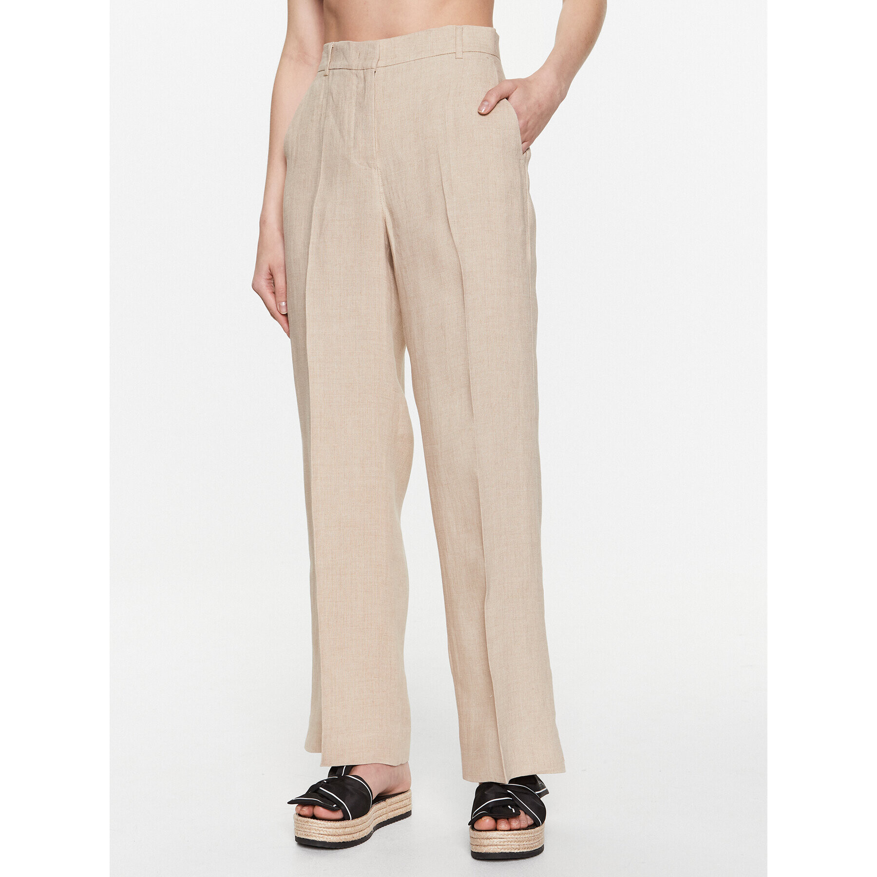 Weekend Max Mara Pantaloni din material Malizia 2351311231 Bej Regular Fit - Pled.ro