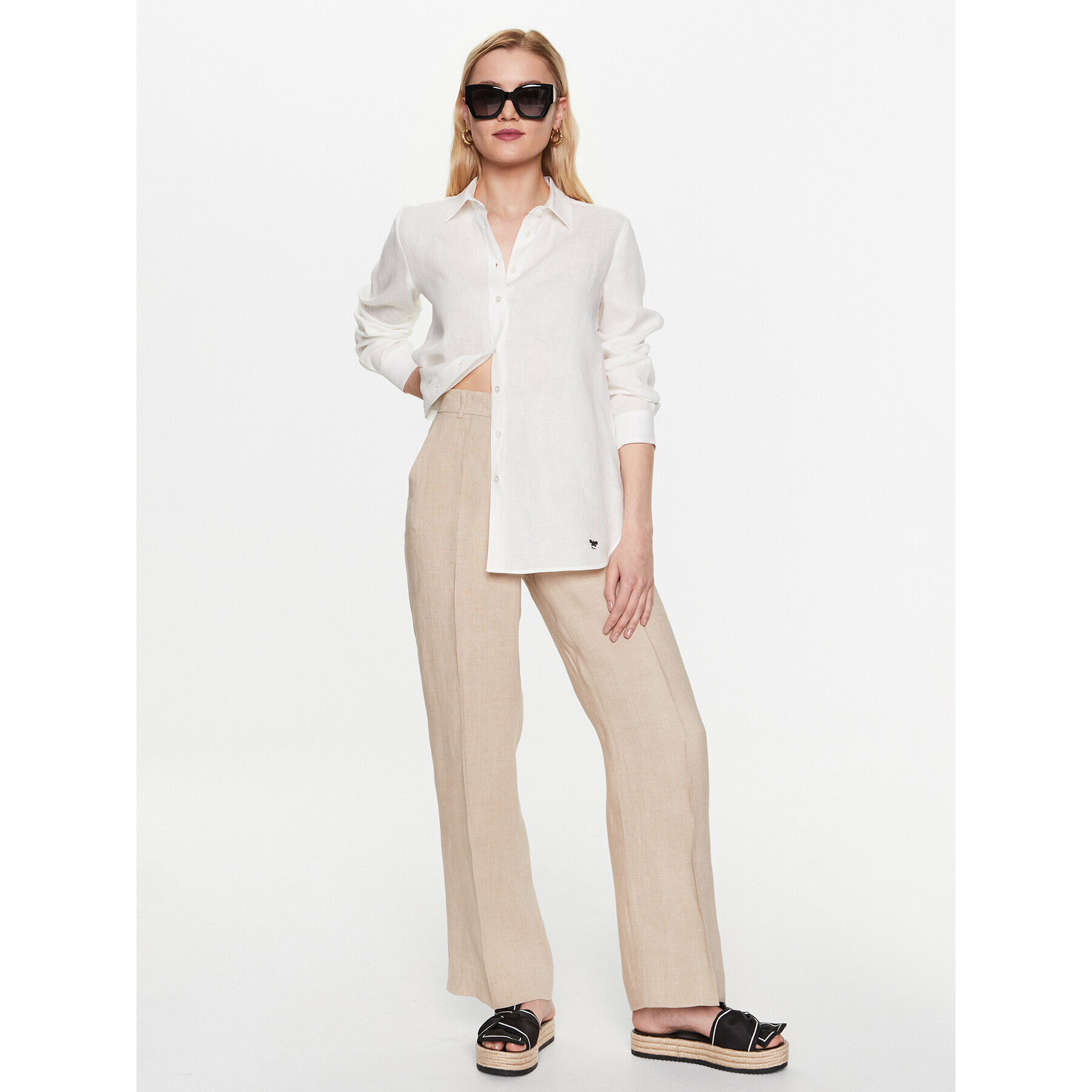 Weekend Max Mara Pantaloni din material Malizia 2351311231 Bej Regular Fit - Pled.ro