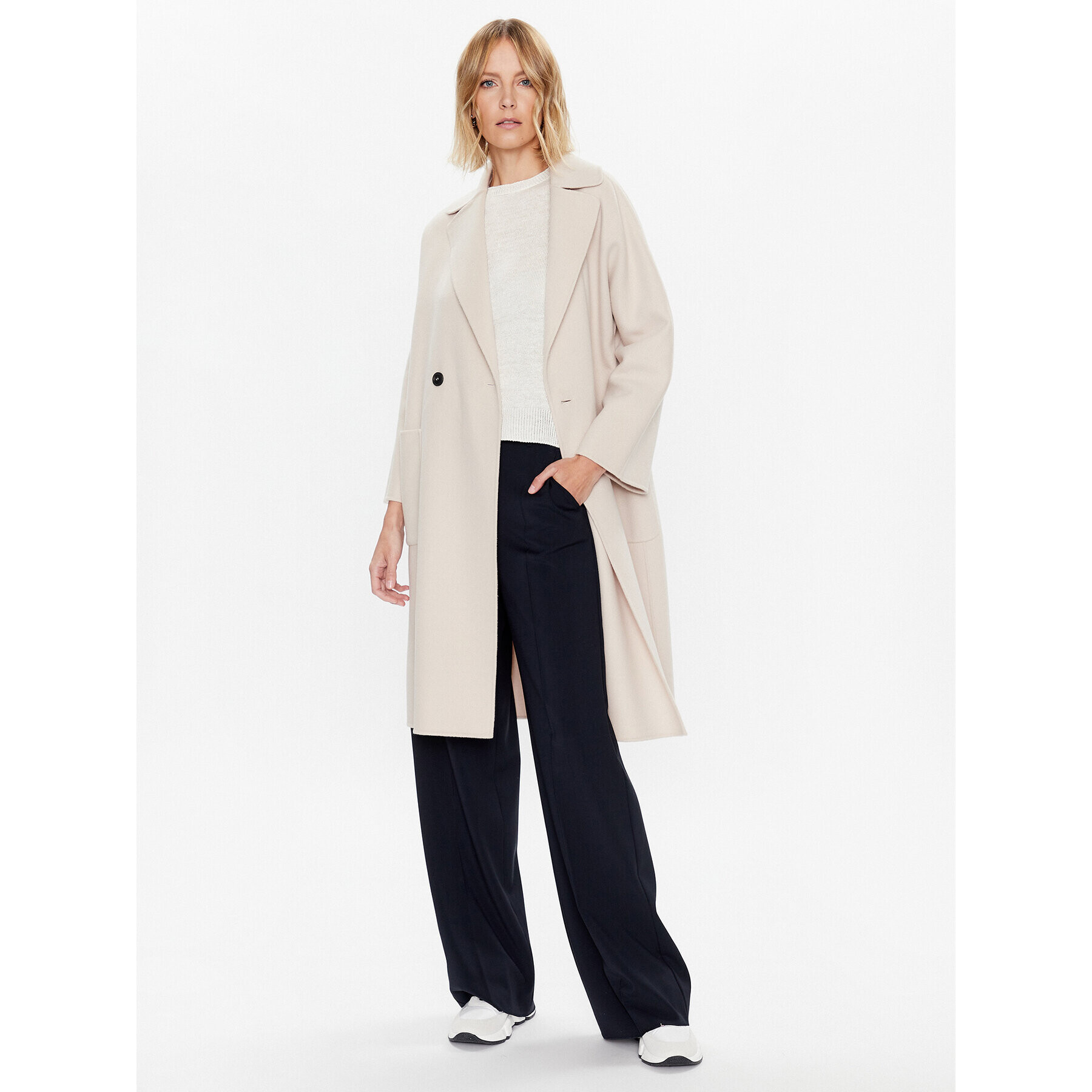 Weekend Max Mara Pantaloni din material Visivo 2351310937 Bleumarin Regular Fit - Pled.ro