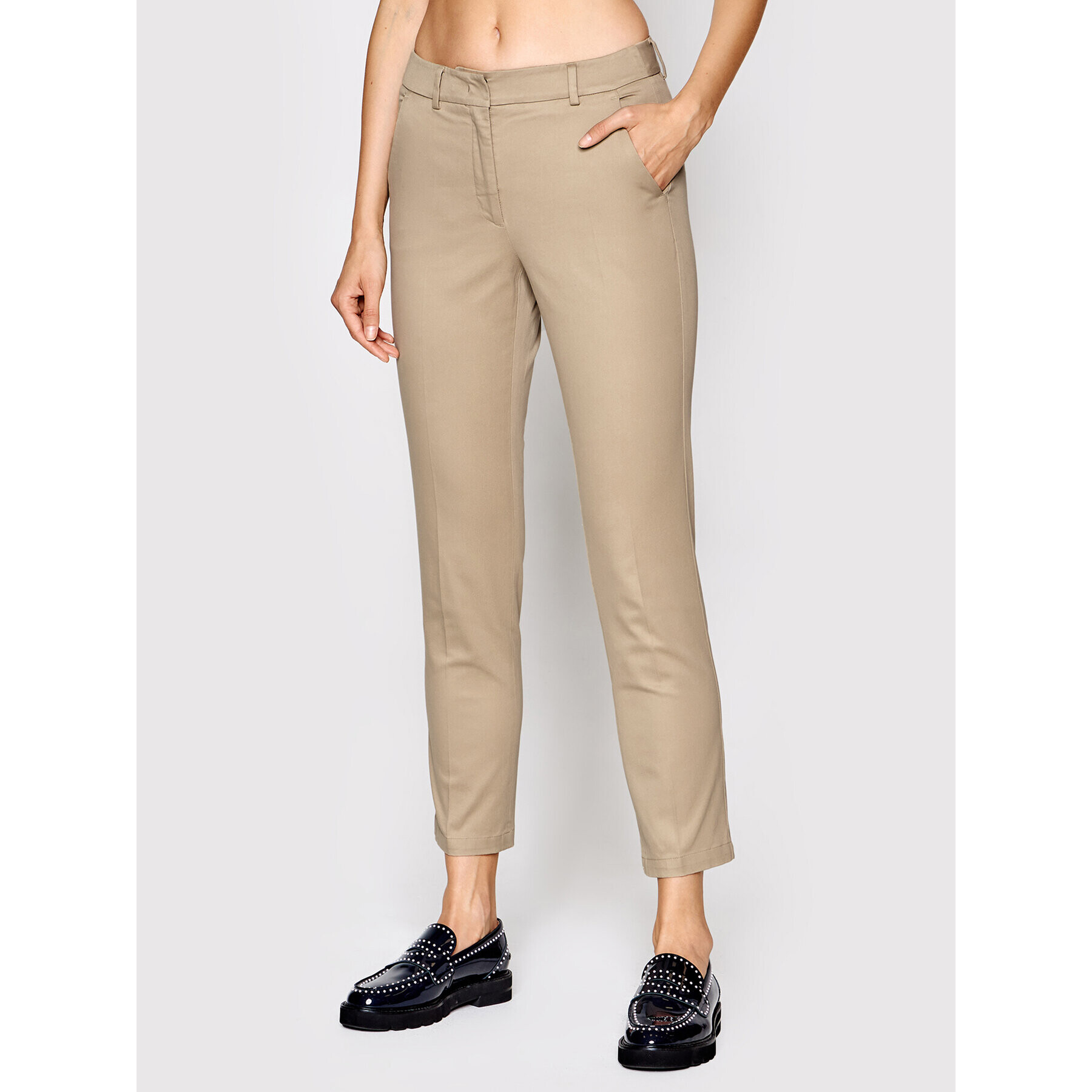 Weekend Max Mara Pantaloni din material Zanna 51360329 Bej Slim Fit - Pled.ro