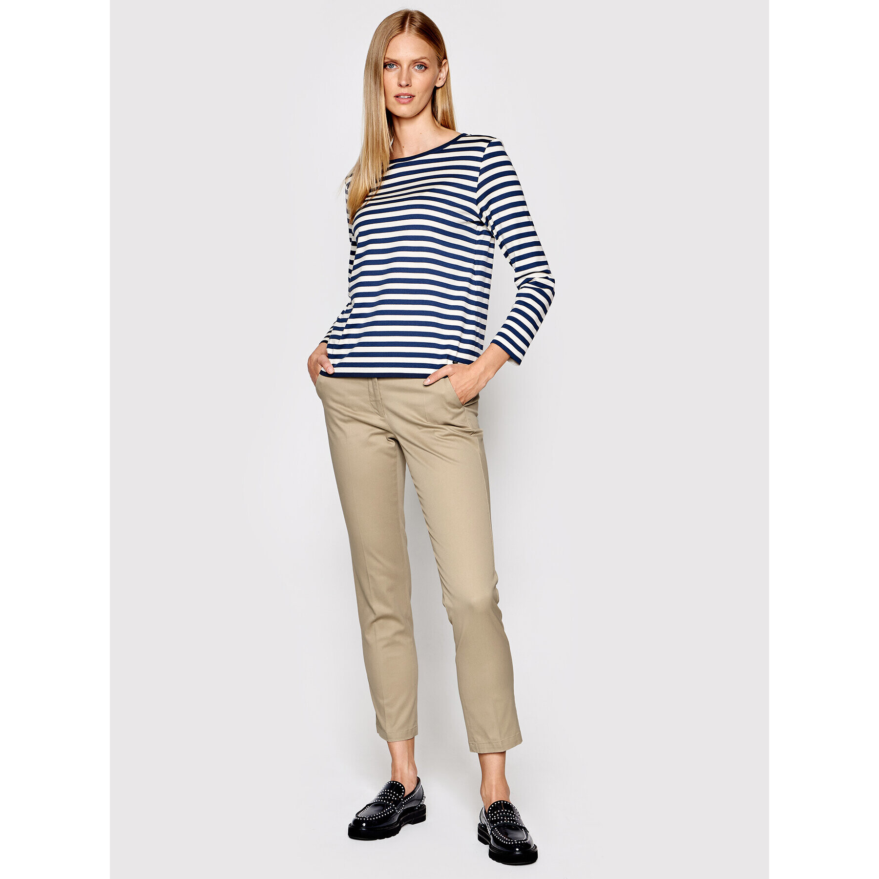 Weekend Max Mara Pantaloni din material Zanna 51360329 Bej Slim Fit - Pled.ro