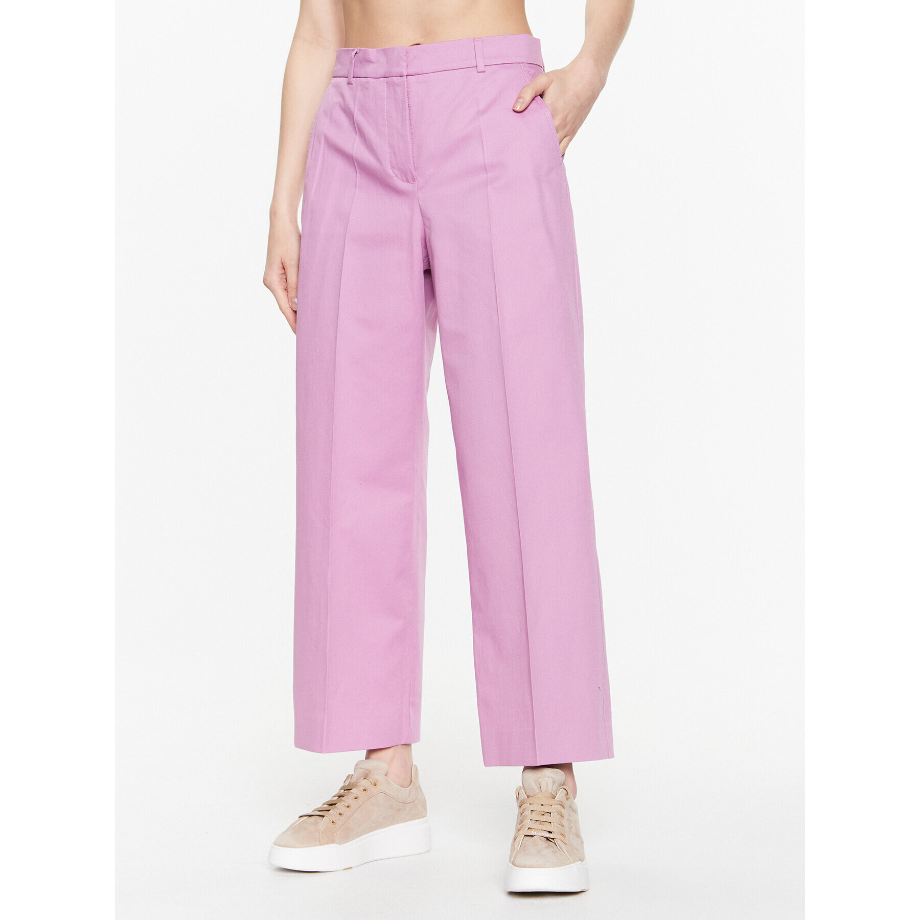 Weekend Max Mara Pantaloni din material Zircone 2351310331 Roz Relaxed Fit - Pled.ro