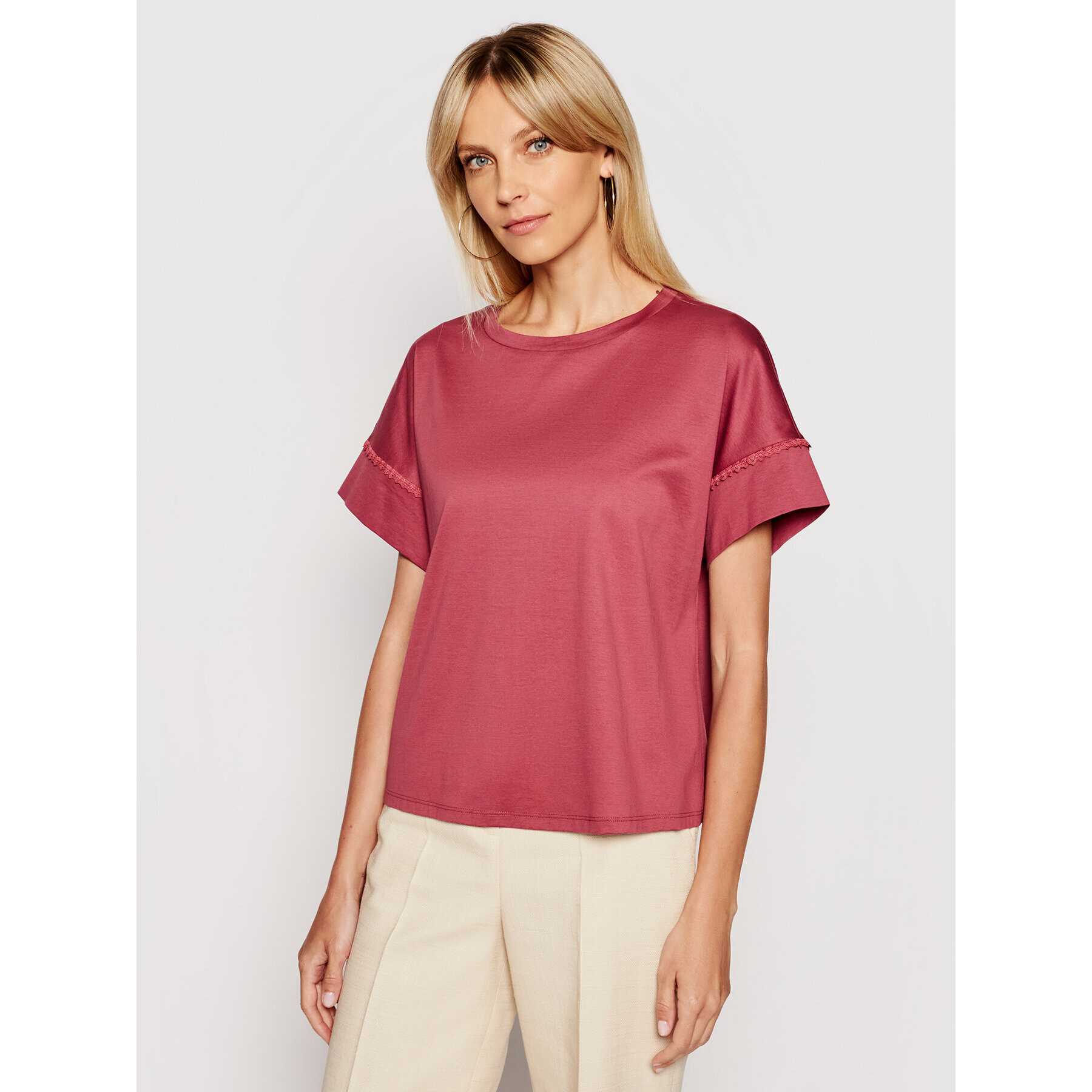 Weekend Max Mara Tricou Palma 59411611600 Vișiniu Relaxed Fit - Pled.ro