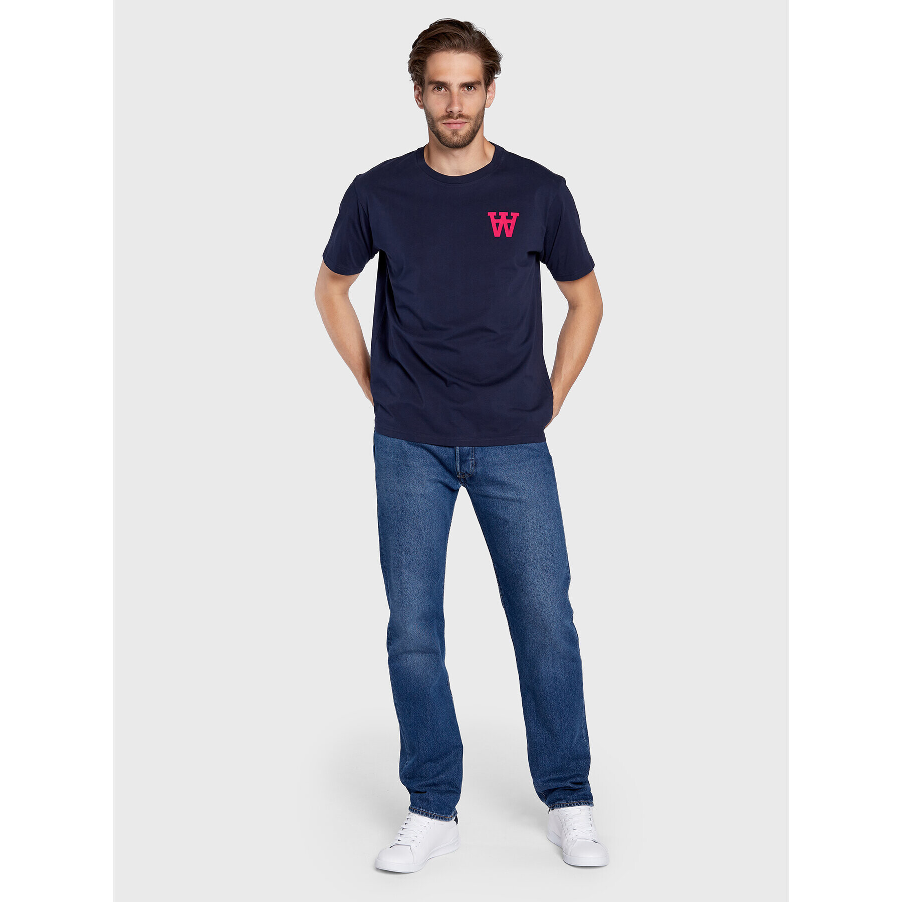 Wood Wood Tricou Ace 10235702-2222 Bleumarin Relaxed Fit - Pled.ro