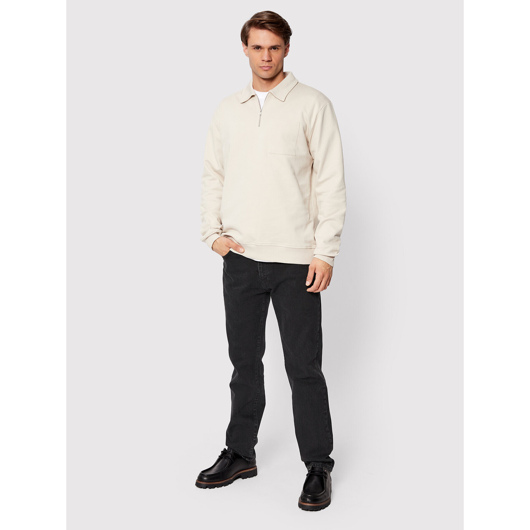 Woodbird Bluză Retla Polo Sweat 2236-605 Bej Regular Fit - Pled.ro