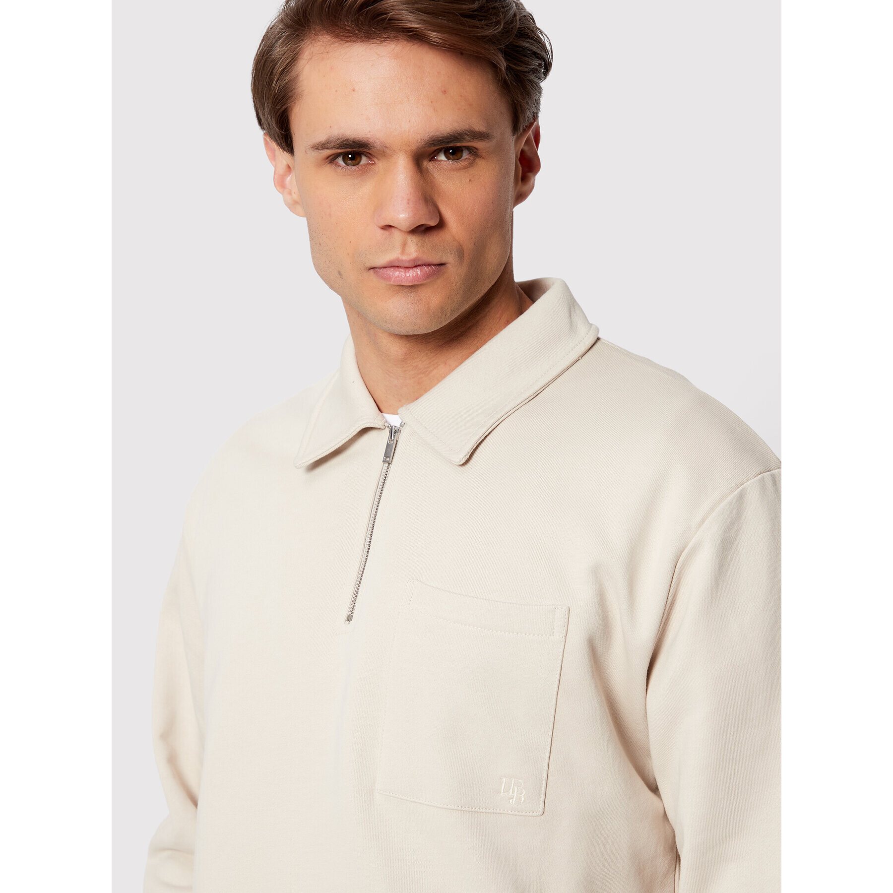 Woodbird Bluză Retla Polo Sweat 2236-605 Bej Regular Fit - Pled.ro