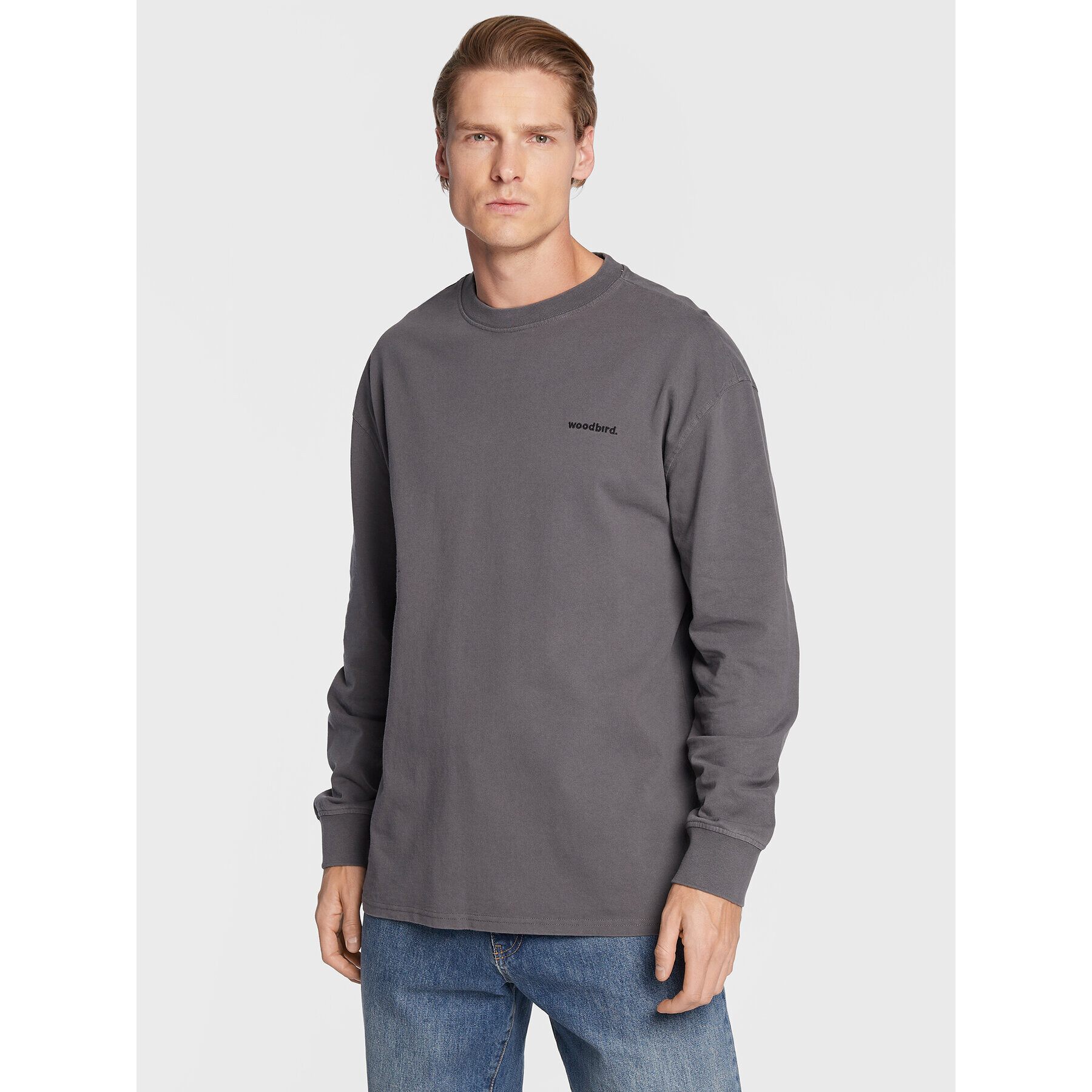 Woodbird Longsleeve Hanes Club 2246-401 Gri Casual Fit - Pled.ro