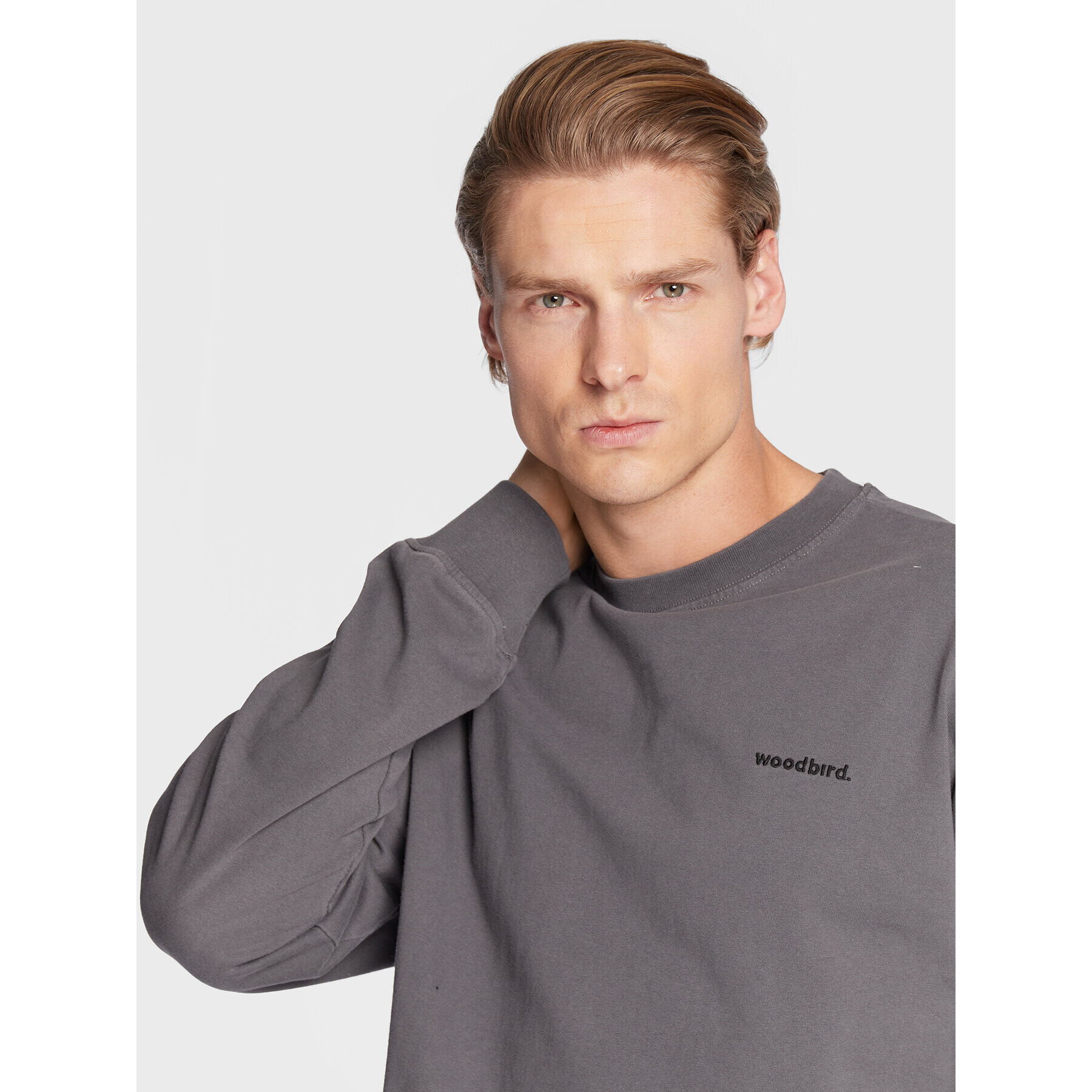 Woodbird Longsleeve Hanes Club 2246-401 Gri Casual Fit - Pled.ro