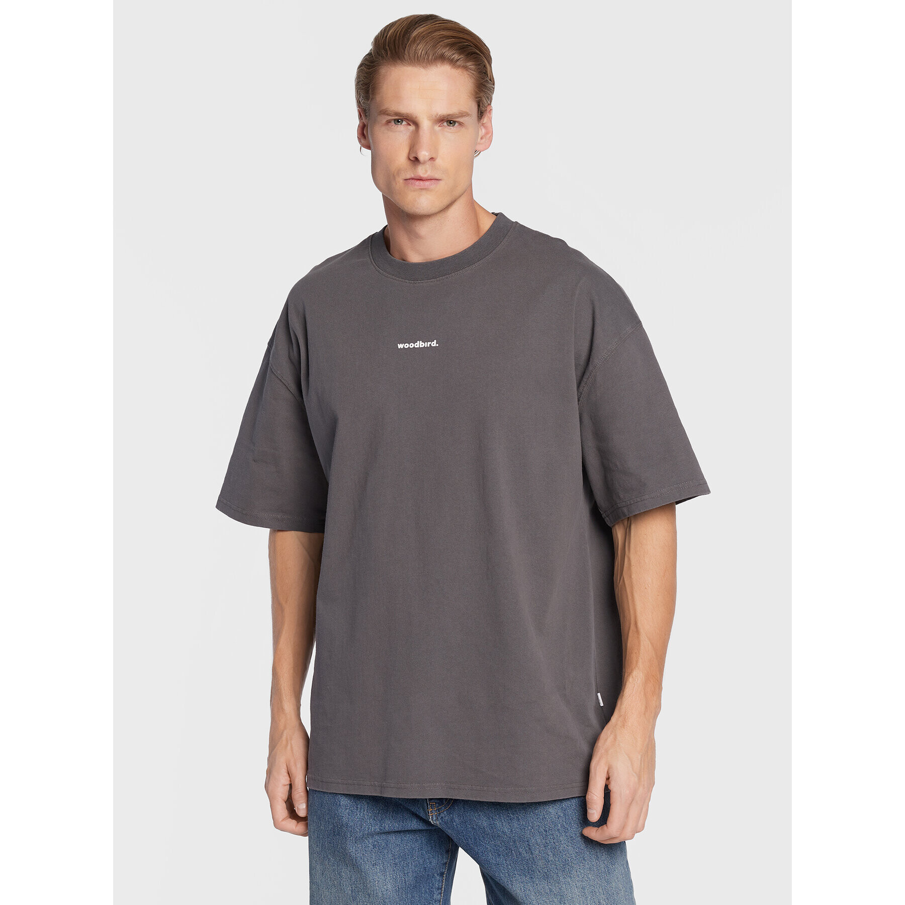 Woodbird Tricou Bose Mock 2246-403 Gri Boxy Fit - Pled.ro