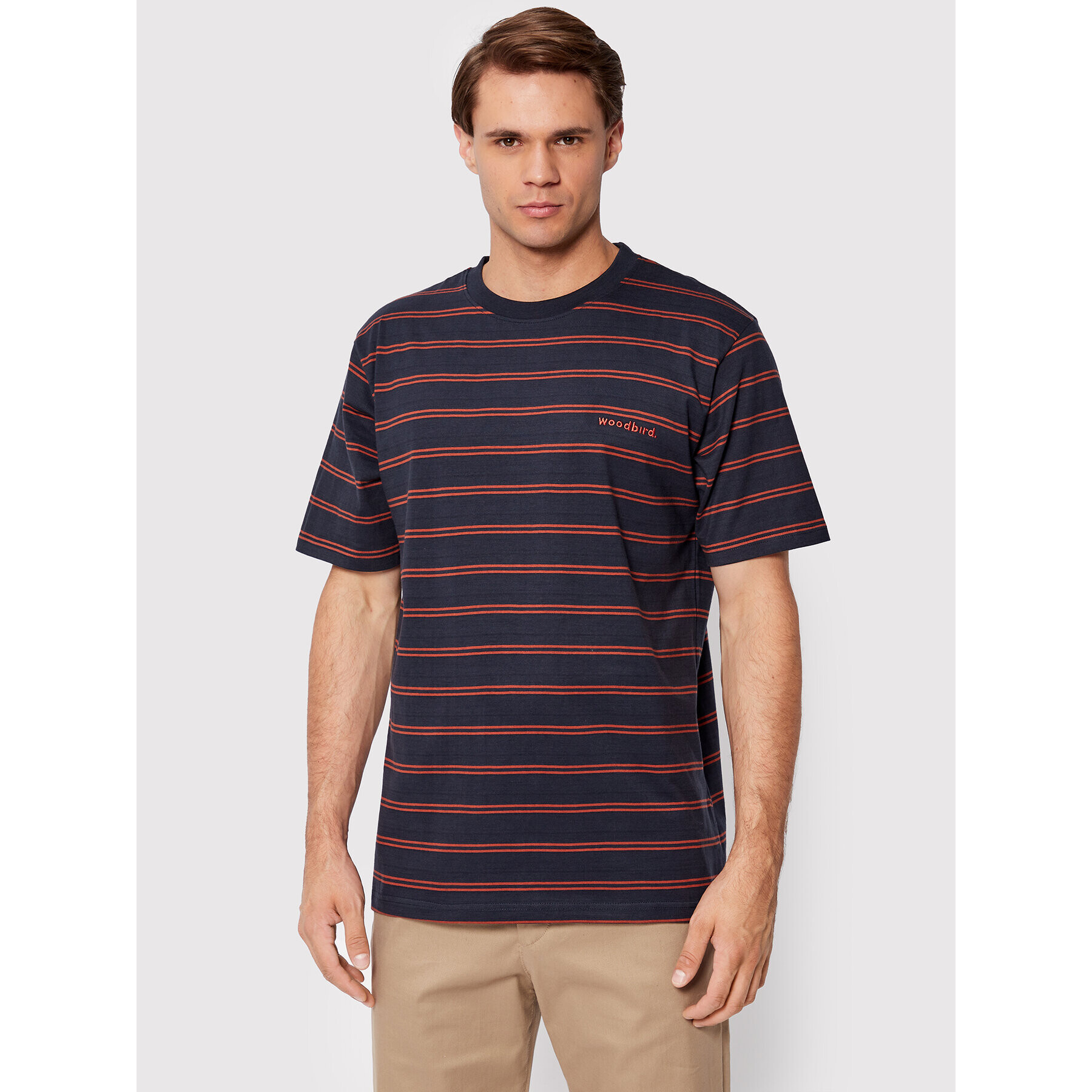 Woodbird Tricou Brock Stripe 2236-401 Bleumarin Regular Fit - Pled.ro