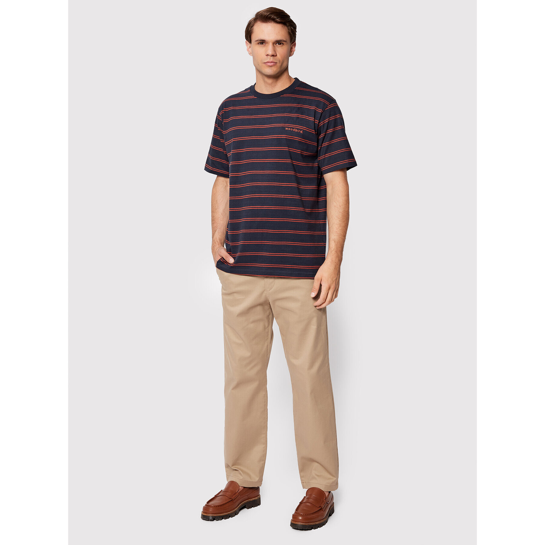 Woodbird Tricou Brock Stripe 2236-401 Bleumarin Regular Fit - Pled.ro