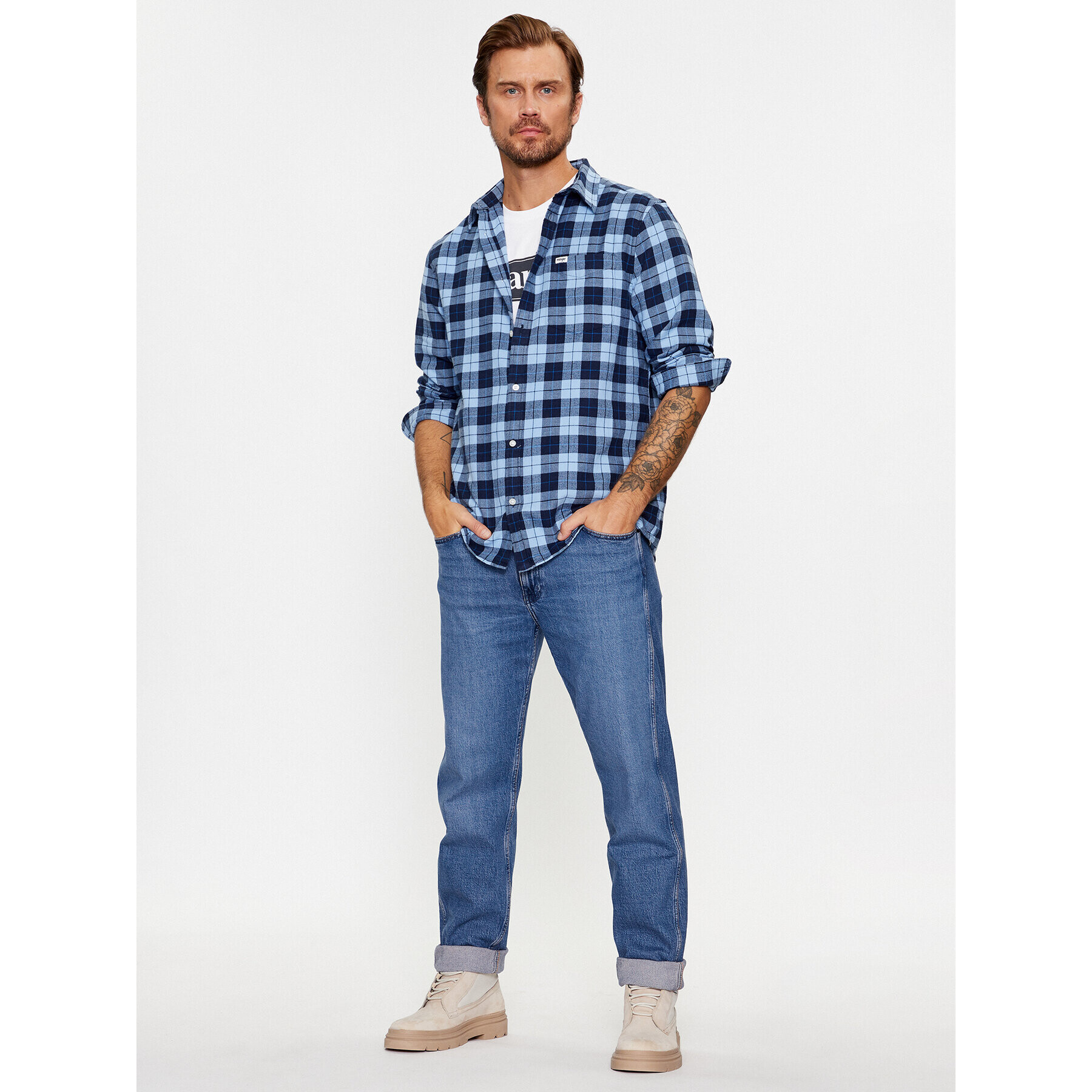 Wrangler Blugi Frontier 112341442 Albastru Relaxed Fit - Pled.ro