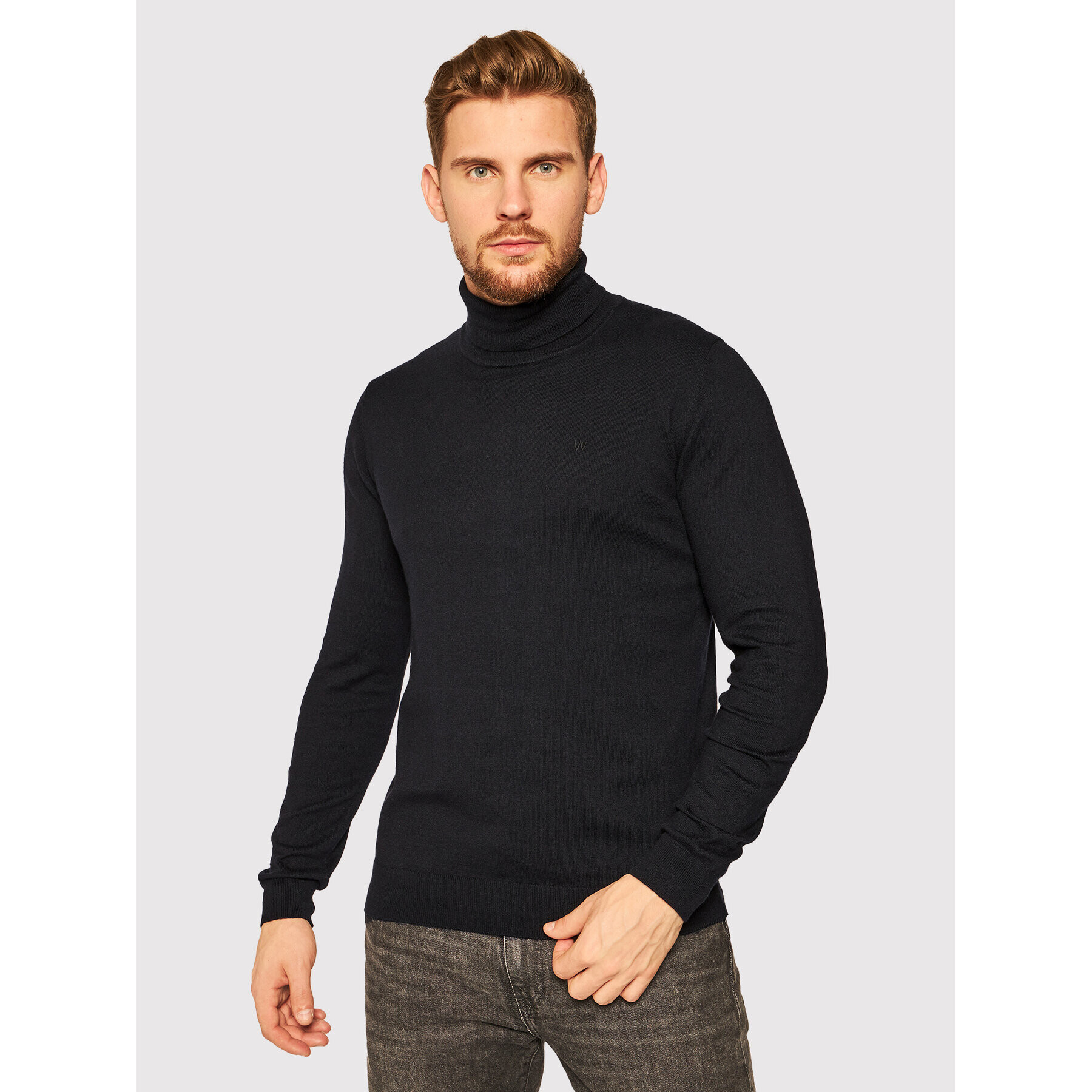 Wrangler Bluză cu gât Roll Neck Knit W8A22P100 Negru Slim Fit - Pled.ro