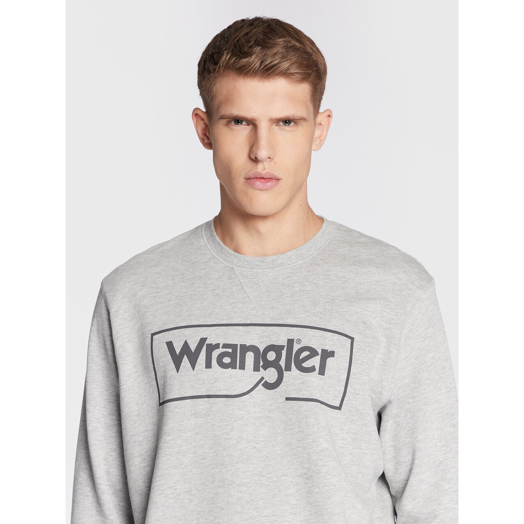 Wrangler Bluză Frame Logo Crew W662HAX37 Gri Regular Fit - Pled.ro