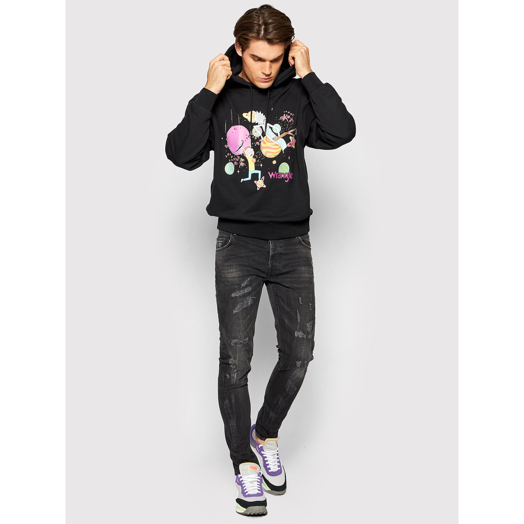 Wrangler Bluză RICK AND MORTY W6R2HN100 Negru Regular Fit - Pled.ro