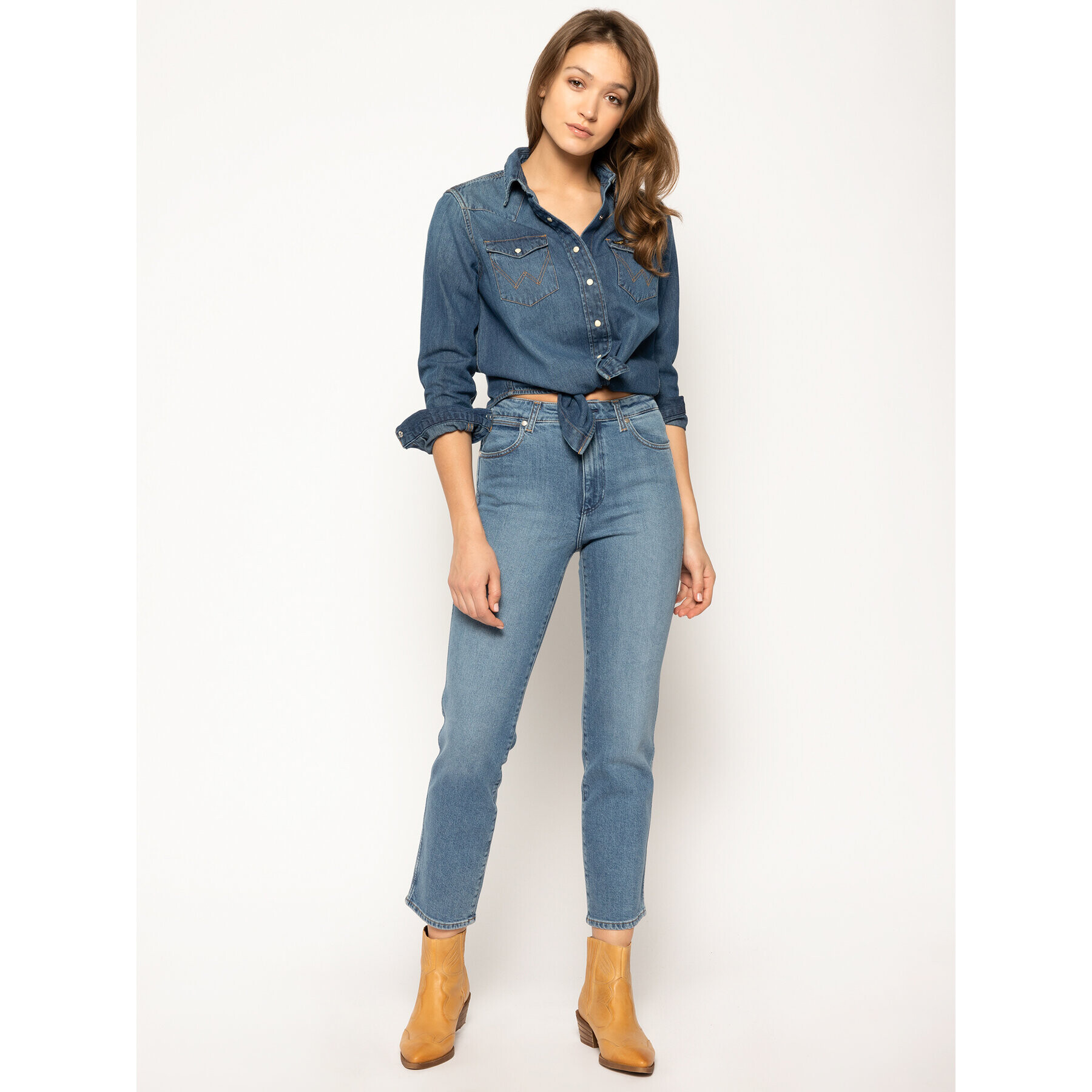 Wrangler cămașă de blugi 27WW W5WSLW924 Bleumarin Regular Fit - Pled.ro